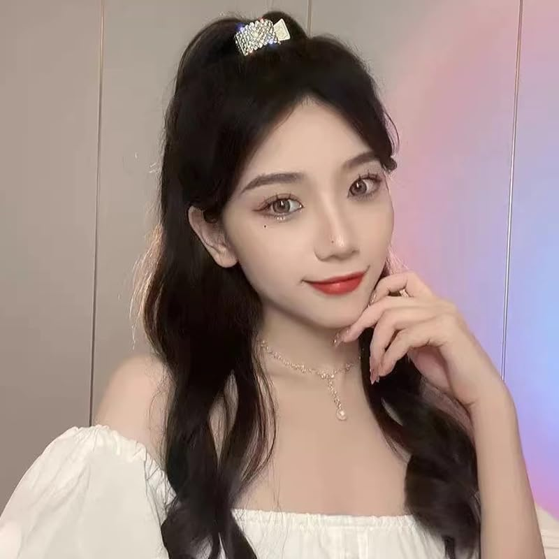 Ponytail Holder Clips Crystal Rhinestone Hair High Ponytail Hair Clips for Women Gold Sliver Metal Hair Barrettes for Thick Thin Hair Pins No Slip Hair Accessories Claw Clips 2 Pcs - Hairclip1 image number 4