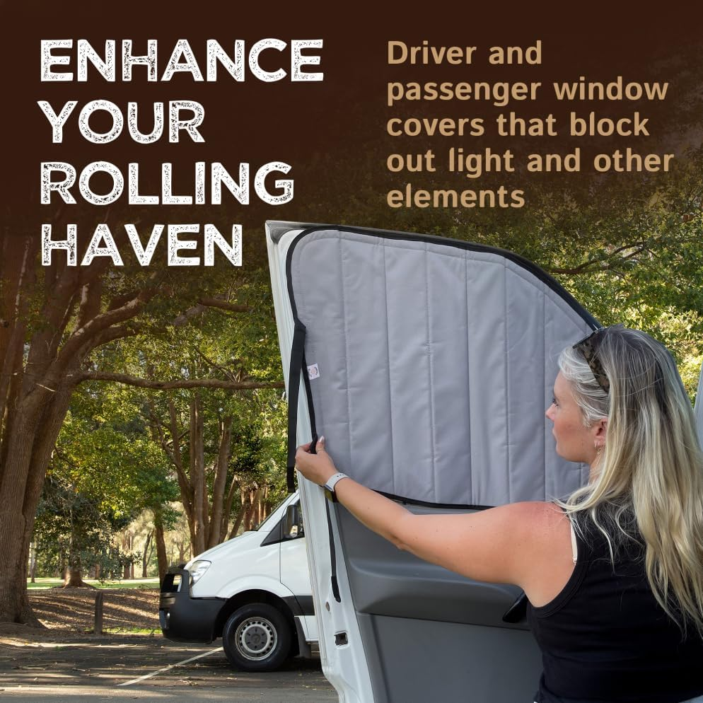 Living in a Bubble Insulated Blackout Window Covers for Mercedes Benz Sprinter Van (Driver/Passenger Door 2007-2018) image number 4