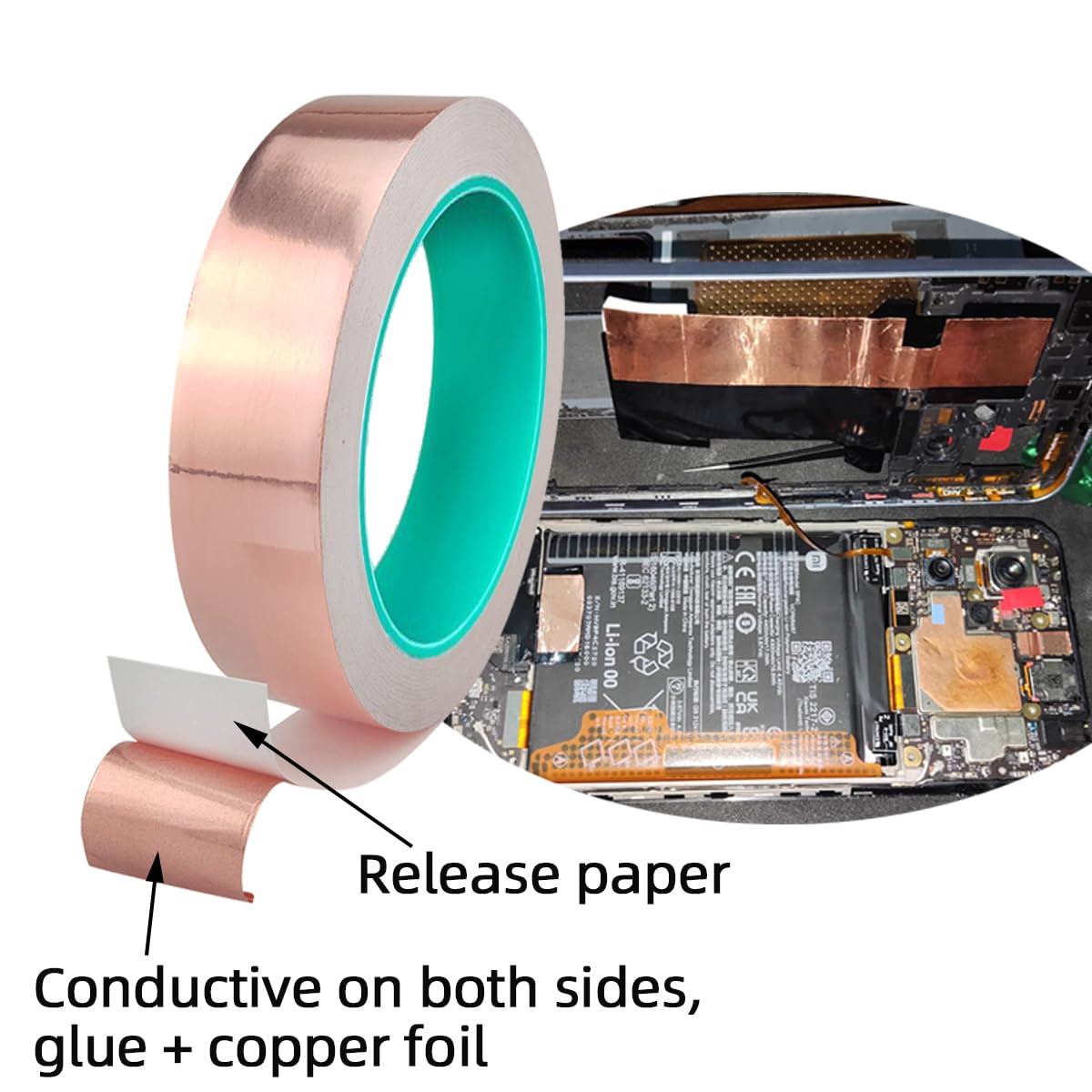 Skycabin Copper Tape 15Mmx25M Double-Sided Conductive Copper Foil Tape for Guitar Bass EMI Shielding,Grounding,Electronics Repair,Art,Diy Craft,Snail Protection,Slug Repellent,Gardening image number 1