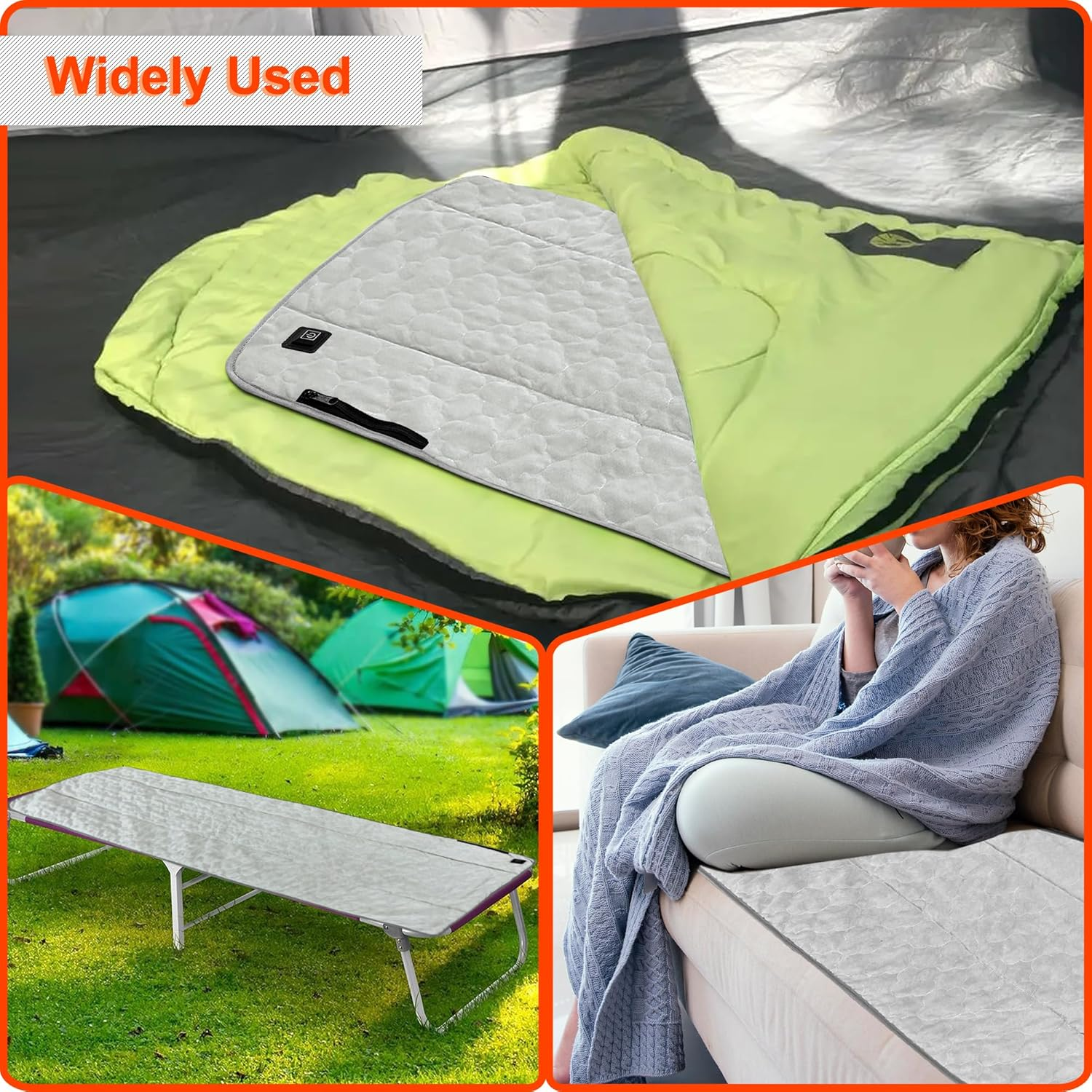 Heated Sleeping Bag Pad Liner,Suede Sleeping Camping Bag Insert,Usb Heated Pad Great for Camping,Sofa,Office（Power Bank Is Not Included） image number 5