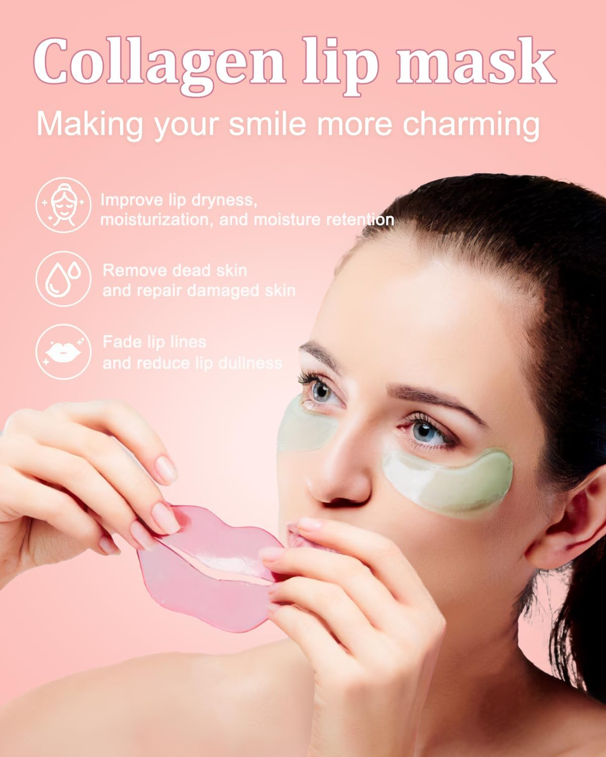 Bukamkom Collagen Lip Masks Bulk(20 Pieces/Box),Lip Mask Sheet Lip Care to Reduce Dark Lips and Lip Lines to Remove Dead Skin Moisture,Bulk Lip Masks Individually Wrapped (20)