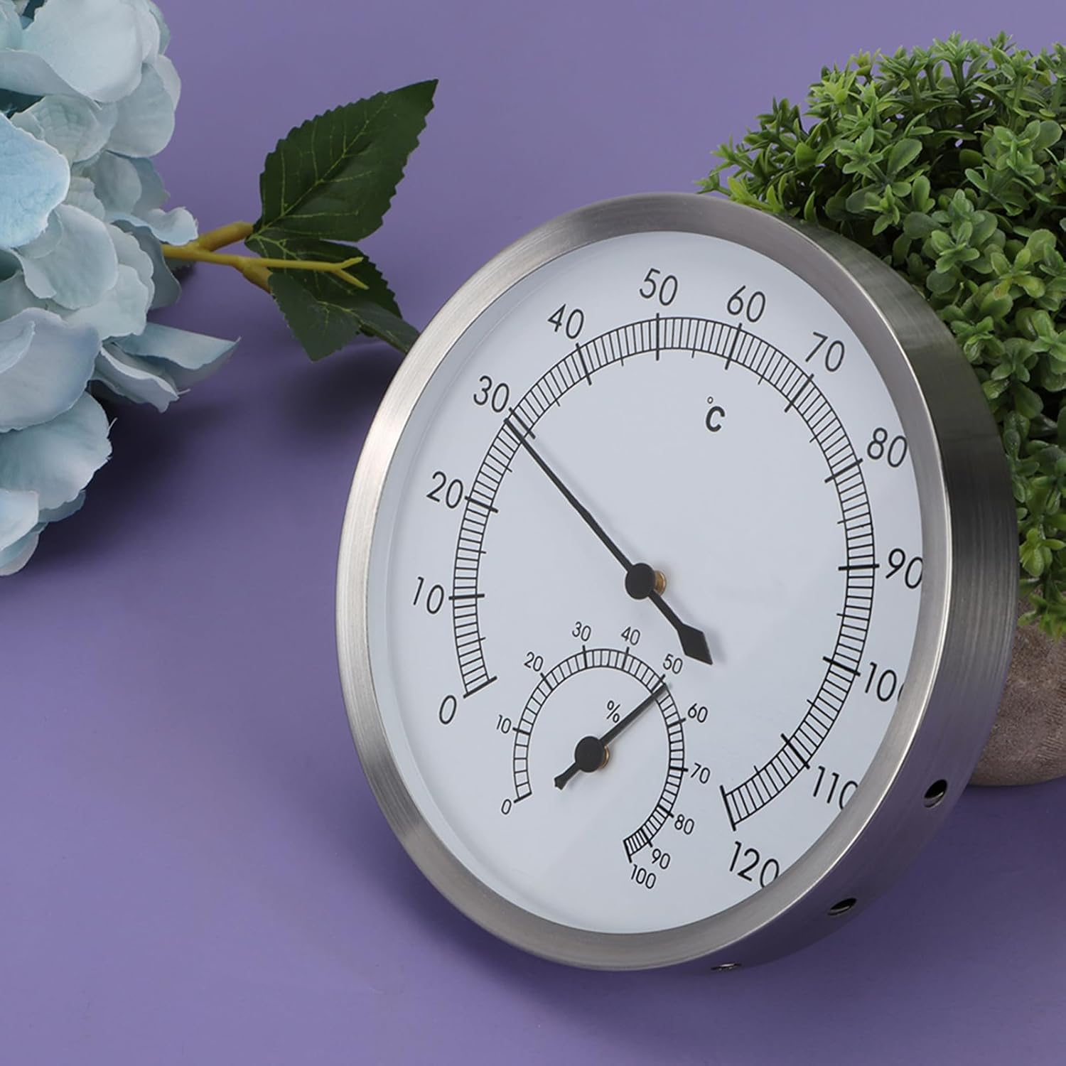 Sauna Room Thermometer Hygrometer, Stainless Steel Steam Room Thermometer, 2 in 1 Thermometer Hygrometer for Sauna Room, Steam Room image number 5