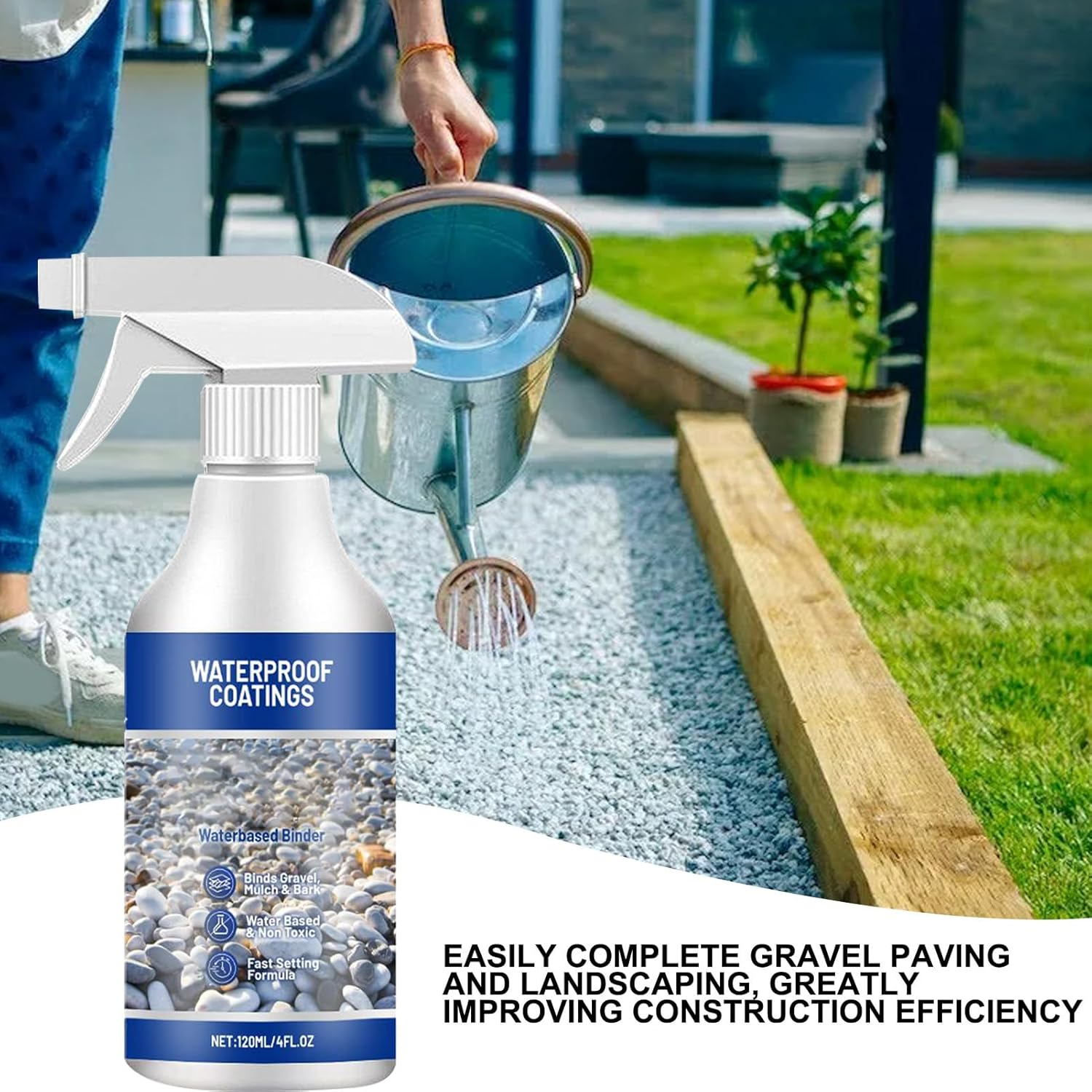 Mulch Glue,Easy Hold Rock Glue | Sealer Spray Stabilizer Waterproof Fast Drying 120Ml for Outdoor Driveway Playground image number 1