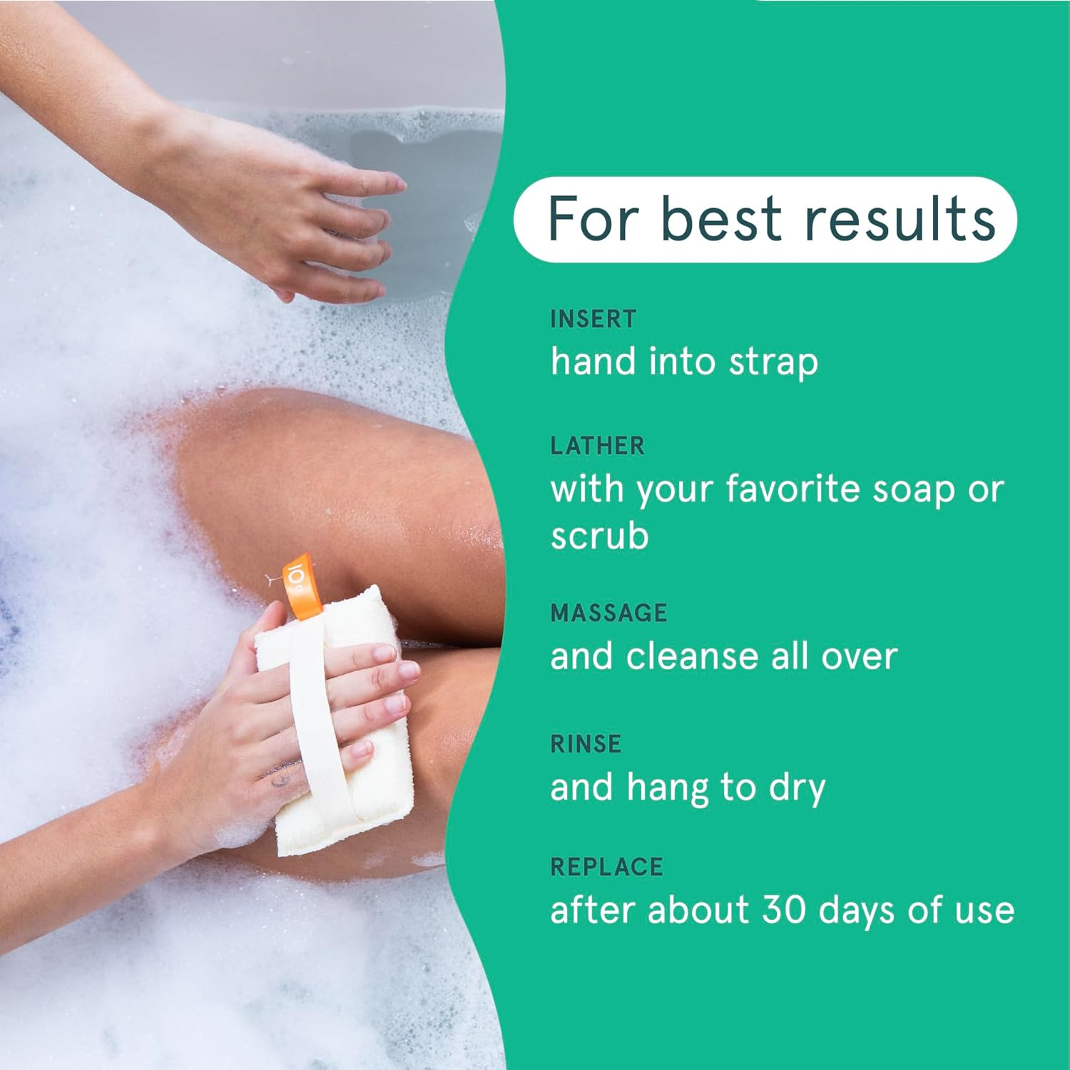 Cleanlogic Organic Cotton Exfoliating Body Scrubber, Reusable Exfoliator Tool for Smooth and Softer Skin, Daily Skincare Routine, Natural, 3 Count Value Pack - Sustainable Large Scrubber image number 3