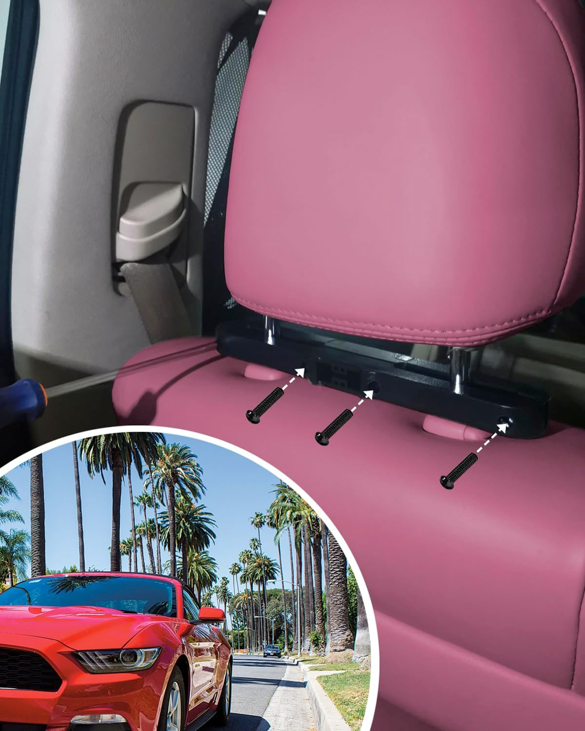 Portable DVD Player Holders for Car Headrest, Twin Car DVD Player Headrest Mounts for Wonnie/Sylvania/Fangor/Naviskauto/Desobry Portable Dual Screen DVD Player, 2 Sets Seat Headrest Brackets