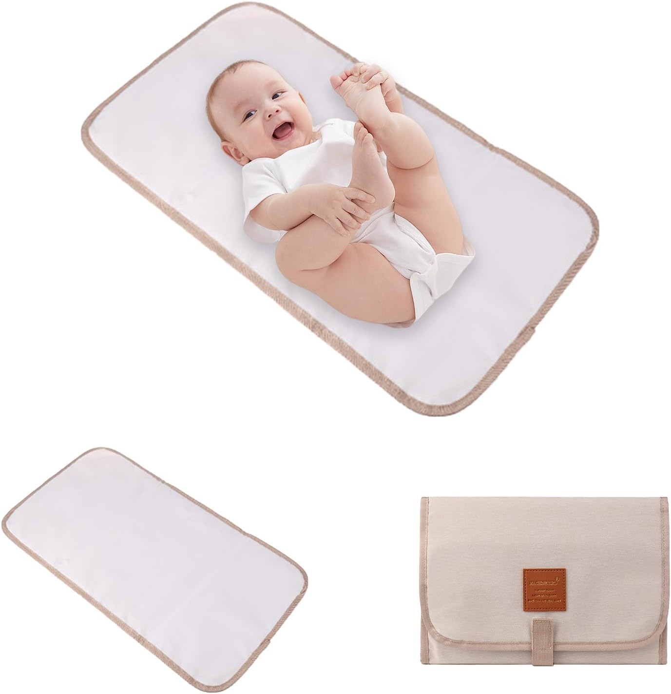 Baby Changing Mat,Portable Changing Mat,Foldable Travel Nappy Changing Mat,Lightweight,Wipeable,Skin-Friendly Fabric,Suitable for Home and Outdoor Use image number 2