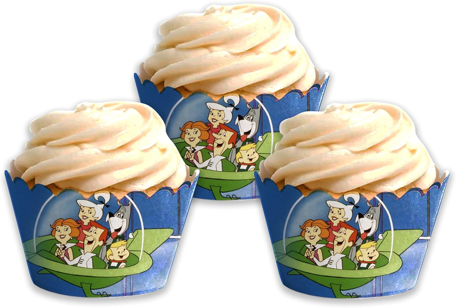 Gerge Jetsn Cupcake Wrapper &ndash; Retro-Futuristic Dessert Wrap for Themed Parties, Perfect for Fans of Sci-Fi Adventures and Bold, High-Flying Celebration Styles image number 1