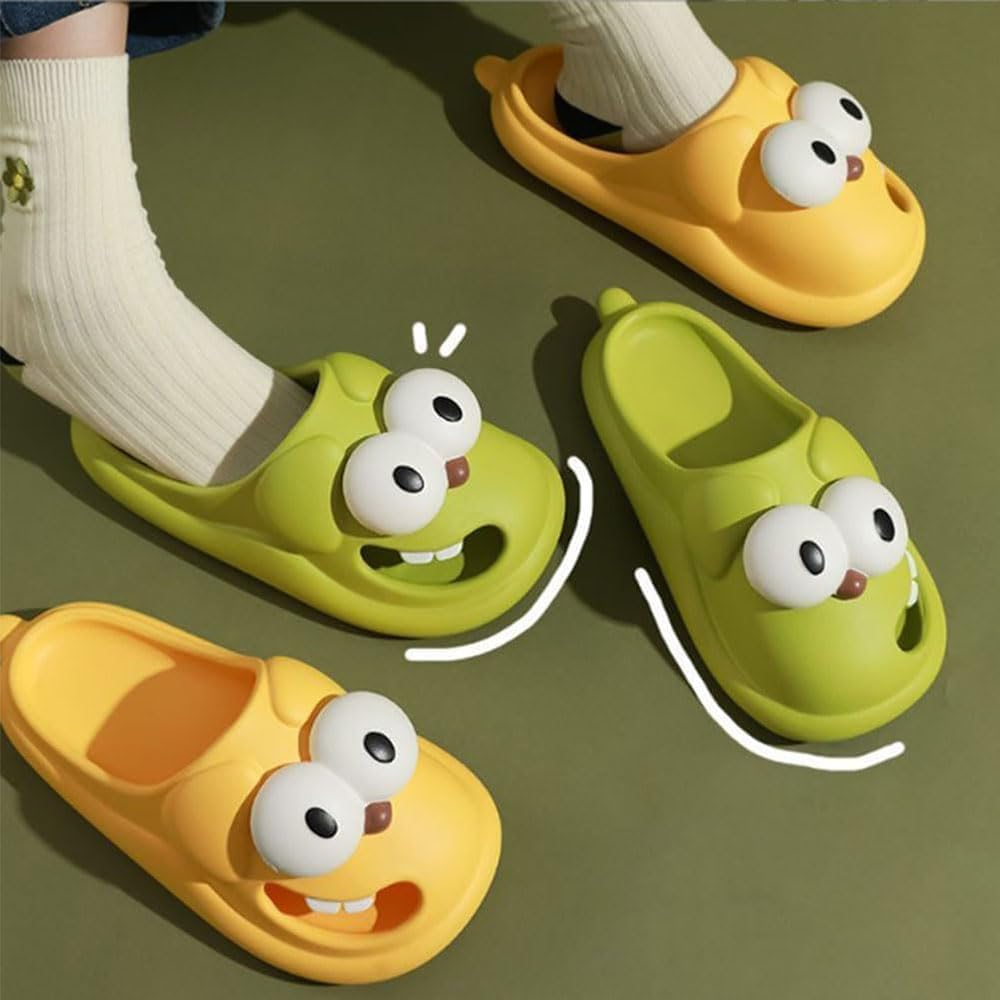 Big Eyes Dog Slippers for Women Kid, Tongue Kiss Slippers, Non-Slip Quick Drying Soft Lightweight Shower Cloud Slides image number 3