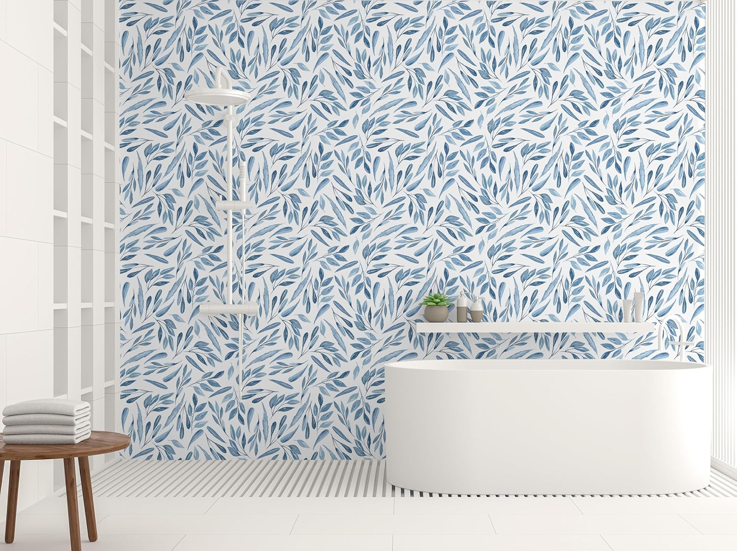 Haokhome 93199 Modern Peel and Stick Wallpaper Blue Branches with Leaves Removable Vinyl Self Adhesive Contactpaper 0.45M X 3M image number 6