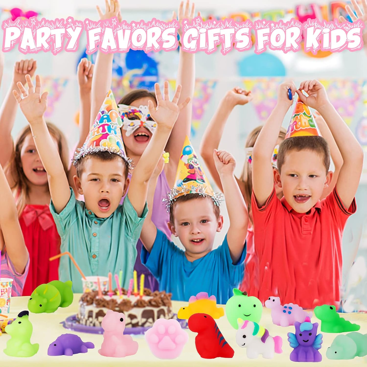 Squishies 100 Pcs Mochi Squishy Toys,Kids Party Favors Kawaii Mini Squishy Toy,Stress Relief Toys Squishies Bulk Toys, Classroom Prizes Birthday Party Gifts for Kids Adults