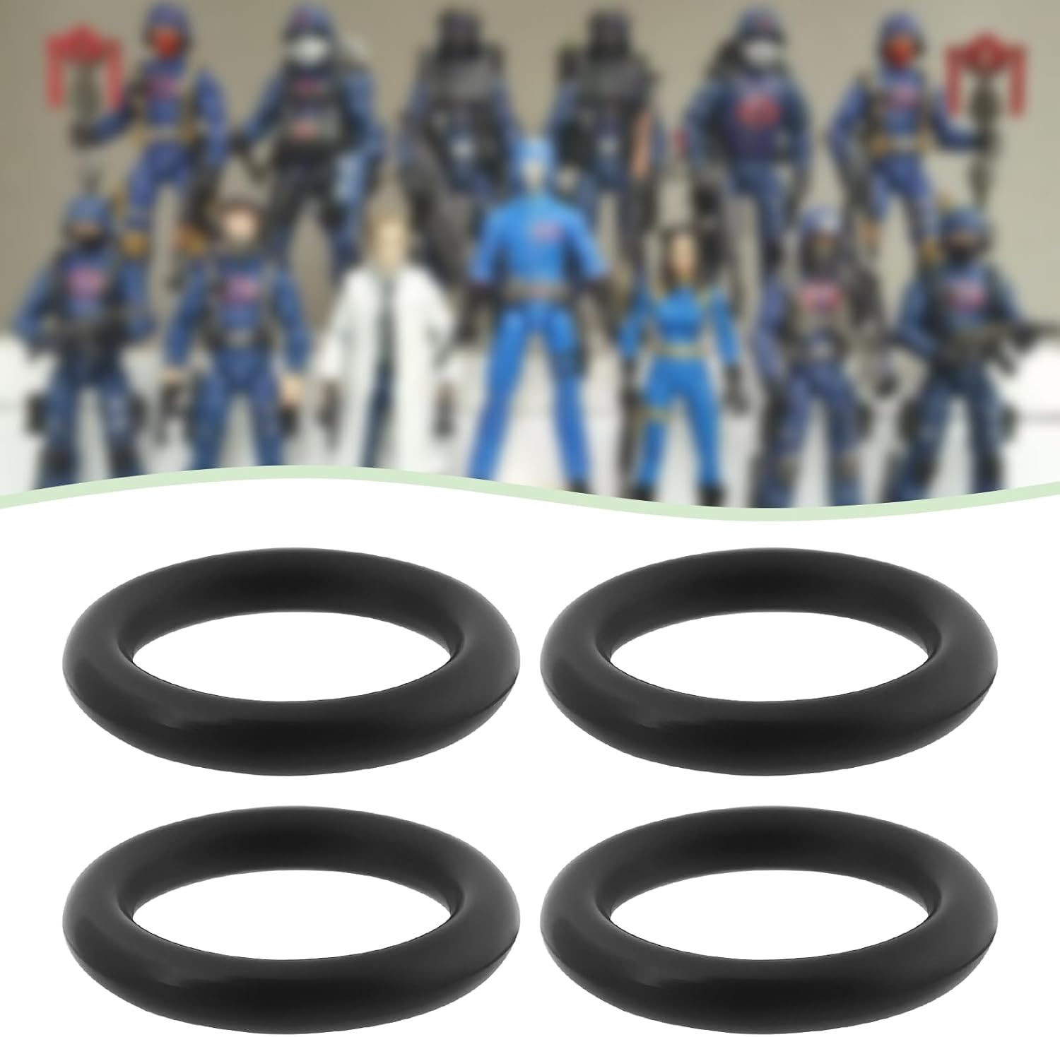SING F LTD 50Pcs Figure Soldier Sealing O-Rings Compatible with 3-3/4-Inch Cobra G.I. Joe Action Figure Belts Black (15.8X11X2.4Mm)