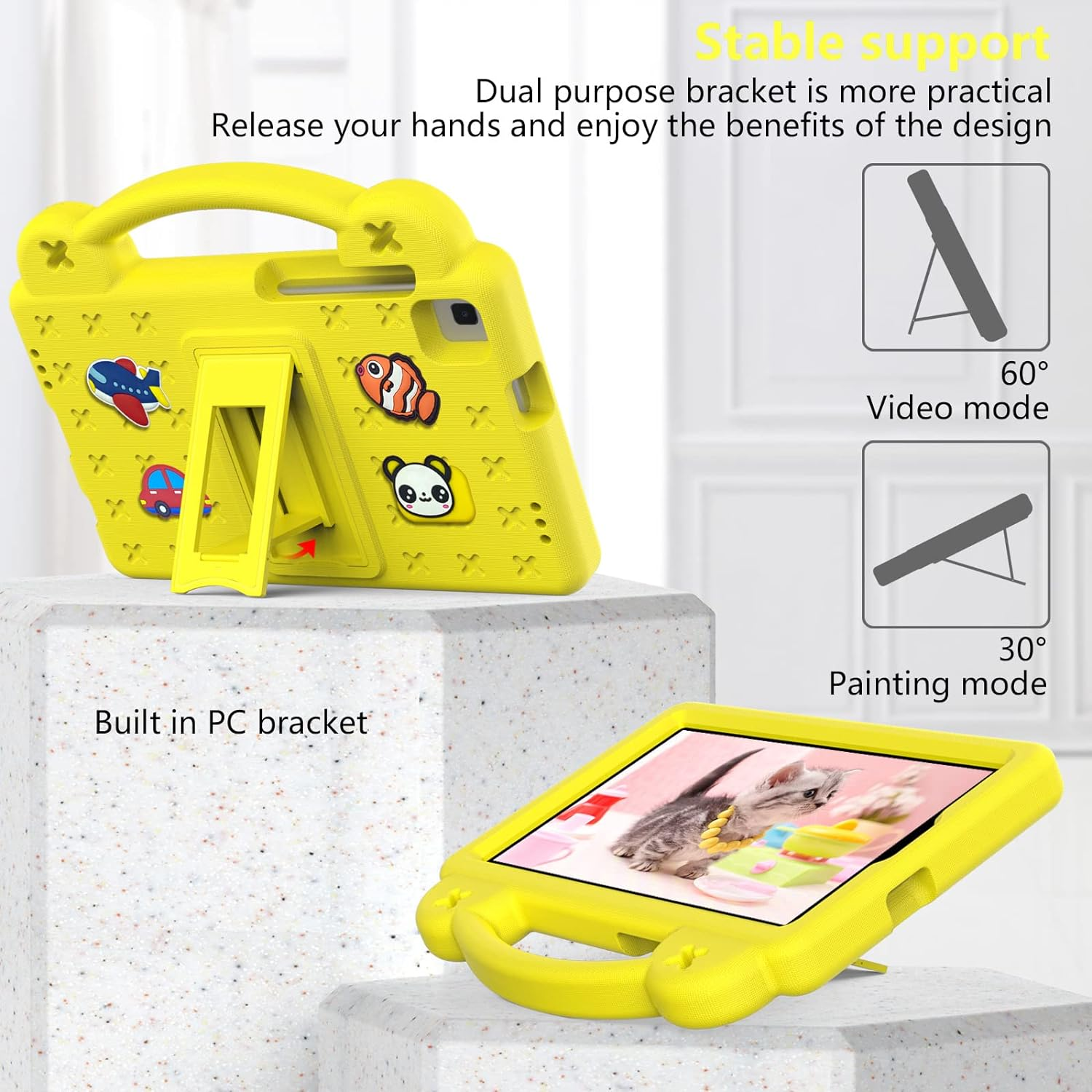 Jarttarn Shockproof Case Compatible with Ipad 10Th Generation,10.9 Inch 2022 Model, DIY Kids Cover with Pencil Holder/Stand for Ipad 10Th Gen 10.9-Inch (Yellow) image number 1