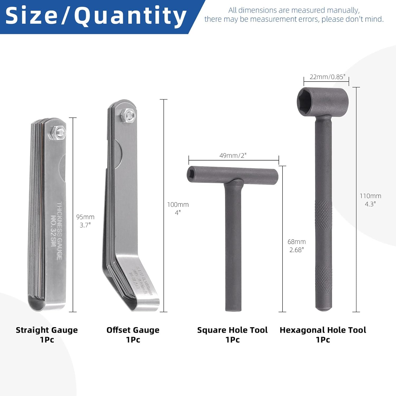Glarks 4Pcs Motorcycle Engine Valve Adjustment Tool Kit, Engine Screw Spanner Valve Tool Wrench Valve Screw Repair Spanner with Feeler Gauges for Motor Engine Valve Screw image number 1