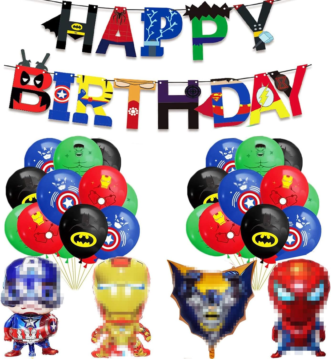 Superhero Birthday Party Foil Balloons Superhero Birthday Party Decorations - Happy Birthday Banner Super Hero Foil Balloons for Kid'S Superhero Themem Party Decor Supplies