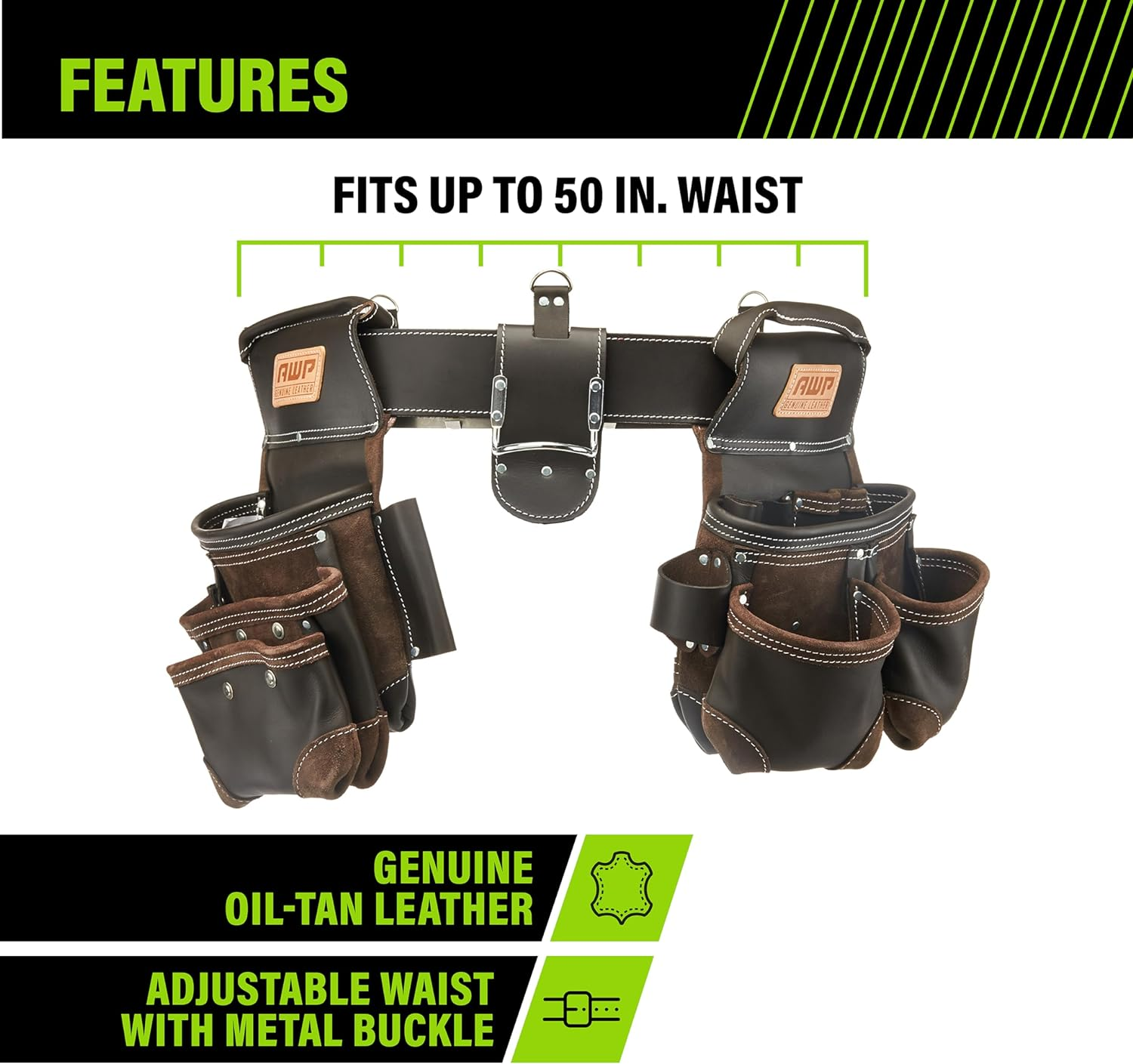 AWP Trapjaw Oil-Tan Leather Tool Rig (L-903-1) Brown image number 2