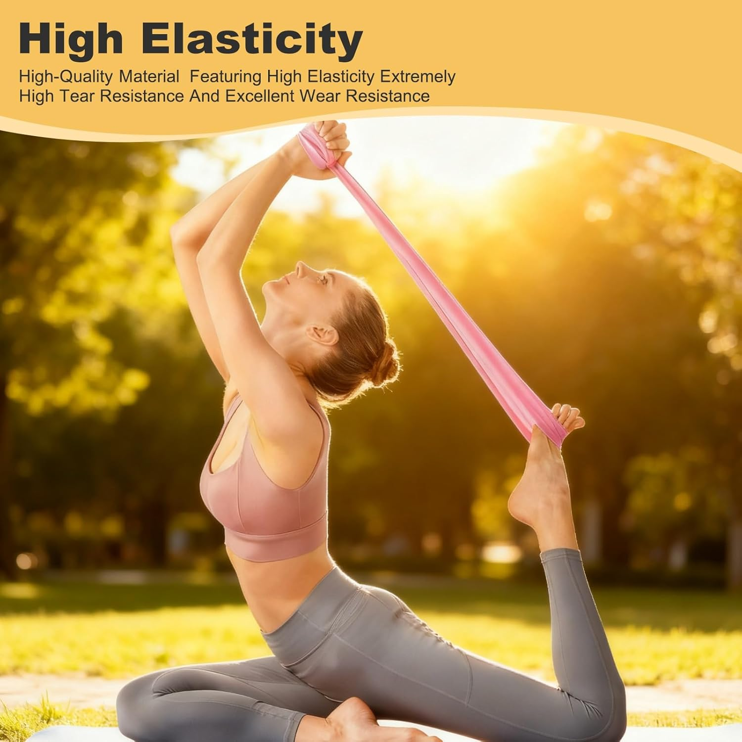 5-Pack Resistance Bands Set for Workout Pilates Yoga, Exercise Loop Bands with 5 Levels (10-50 Pounds) for Home Gym Fitness Training, Physical Therapy & Stretching image number 3