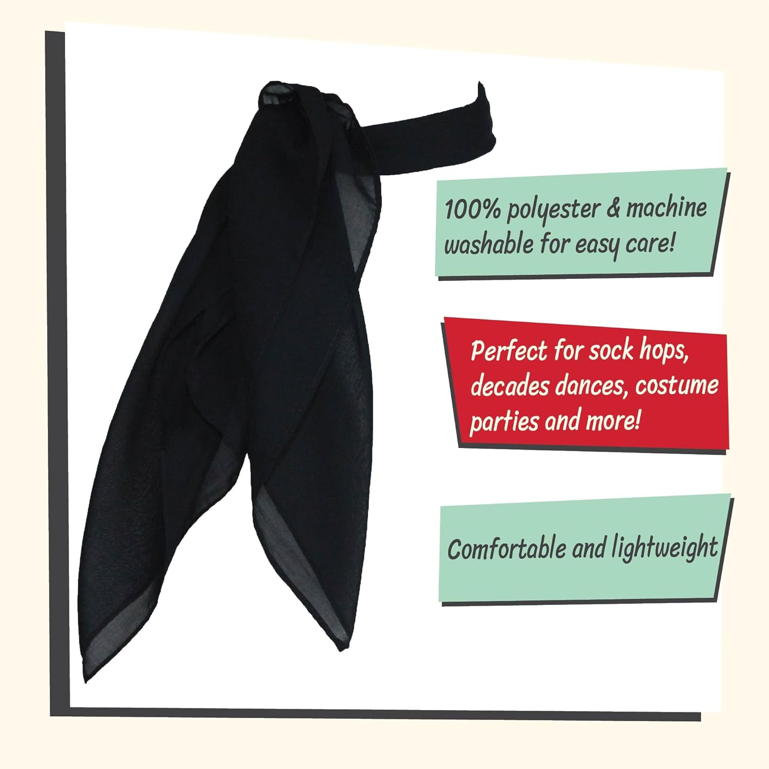 1950S Chiffon Scarf, Vintage Ascot, Retro Hair Tie for Women and Children - Light Pink image number 5