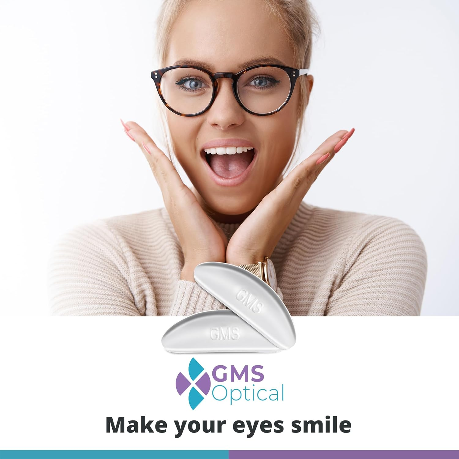 GMS Optical&reg; 1.3Mm Ultra-Thin Anti-Slip Adhesive Contoured Silicone Eyeglass Nose Pads with Super Sticky Backing - 5 Pair (Clear - 2 Pack) image number 2