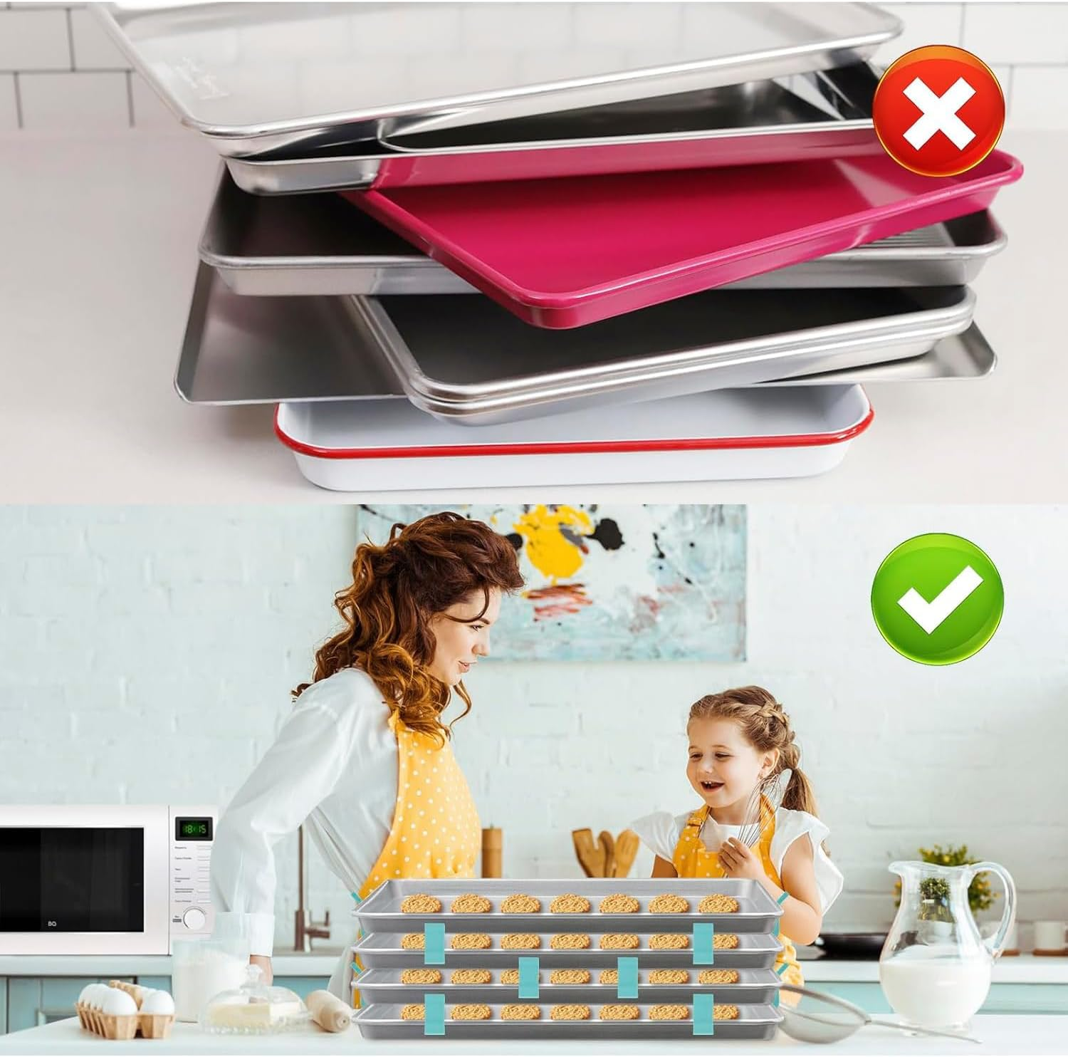 16PCS Baking Sheet Stackers, Reusable Trays Stacking Holder, Space-Saving Trays Stacking Holder, Multipurpose Baking Tray Stackers Suitable, for Home Kitchen(Blue) image number 2