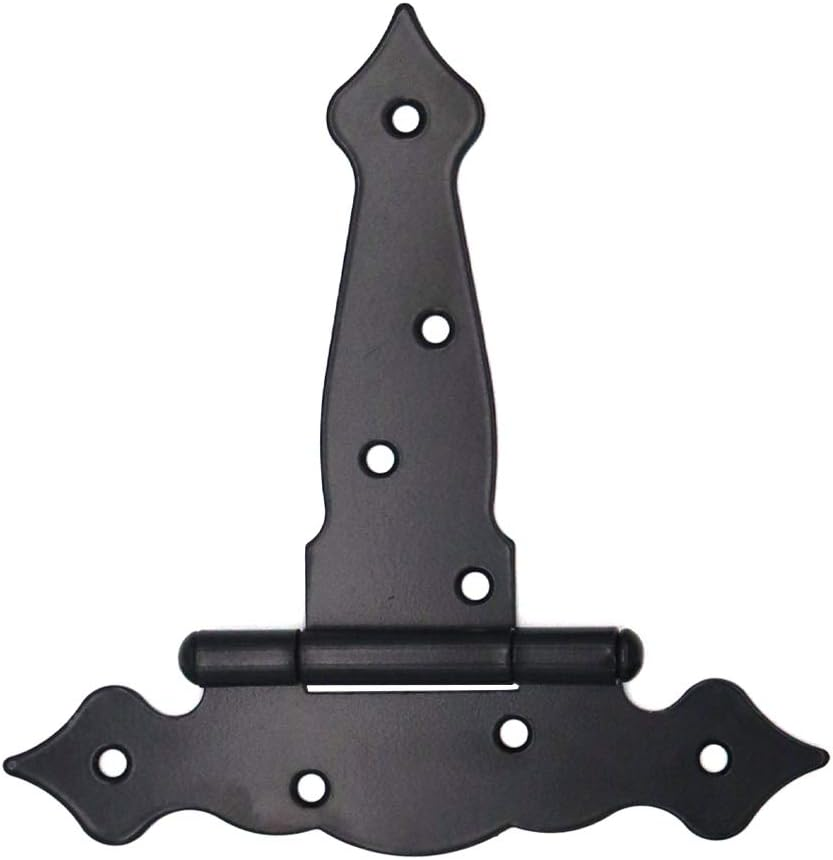 4 Pieces (8 Inch) NUZAMAS Heavy Duty Shed Hinges, Wood Gate Strap Hinge, Door Barn Gates Hinges Black Wrought Hardware Iron Rustproof