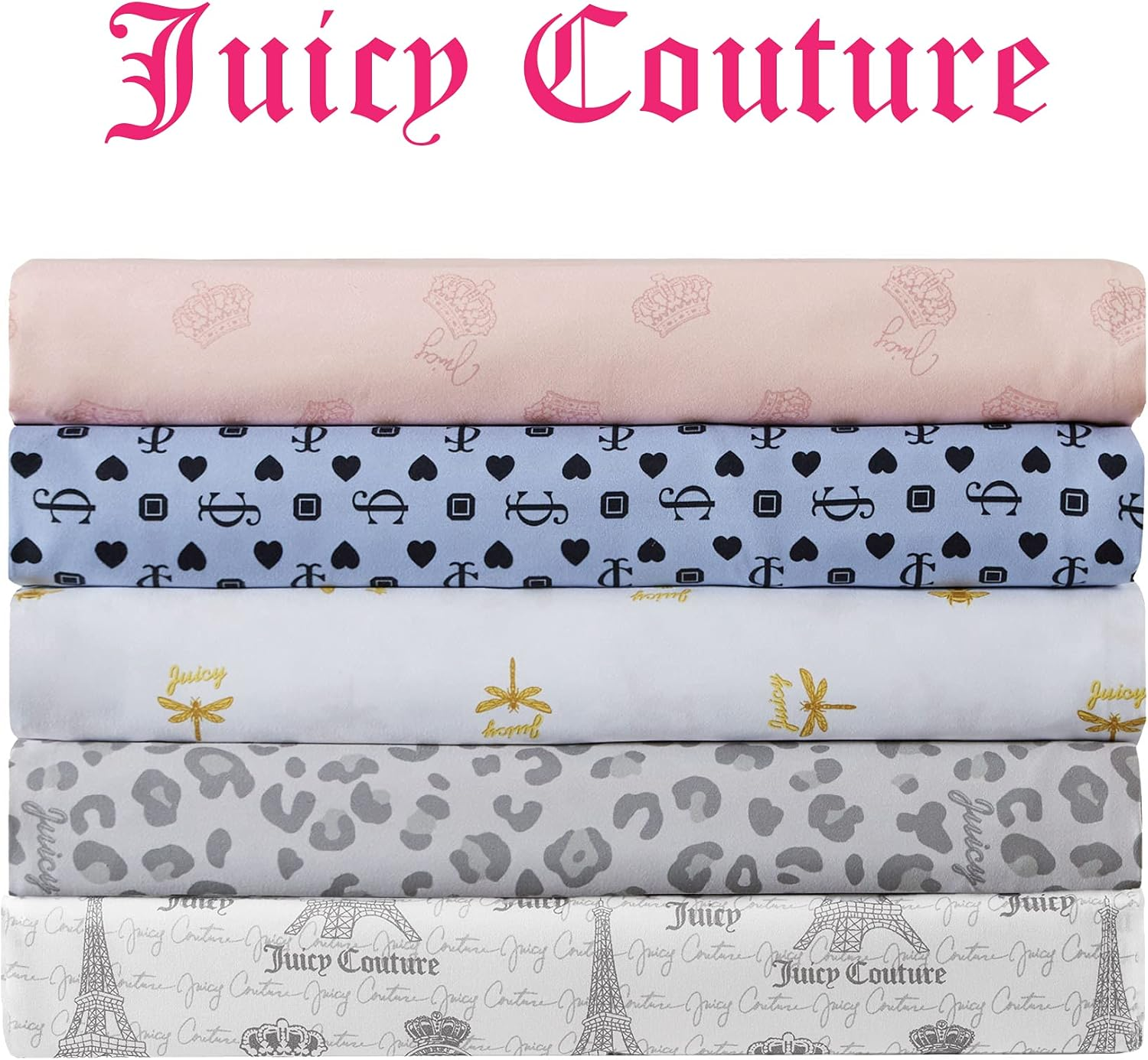 Juicy Couture &ndash; Sheet Set | Queen Bee Design Bed Sheets| Twin Size Bedding | 3 Piece Set Fitted Sheet, Flat Sheet and Pillowcase | Deep Pockets, Wrinkle Resistant and anti Pilling | White and Gold image number 4