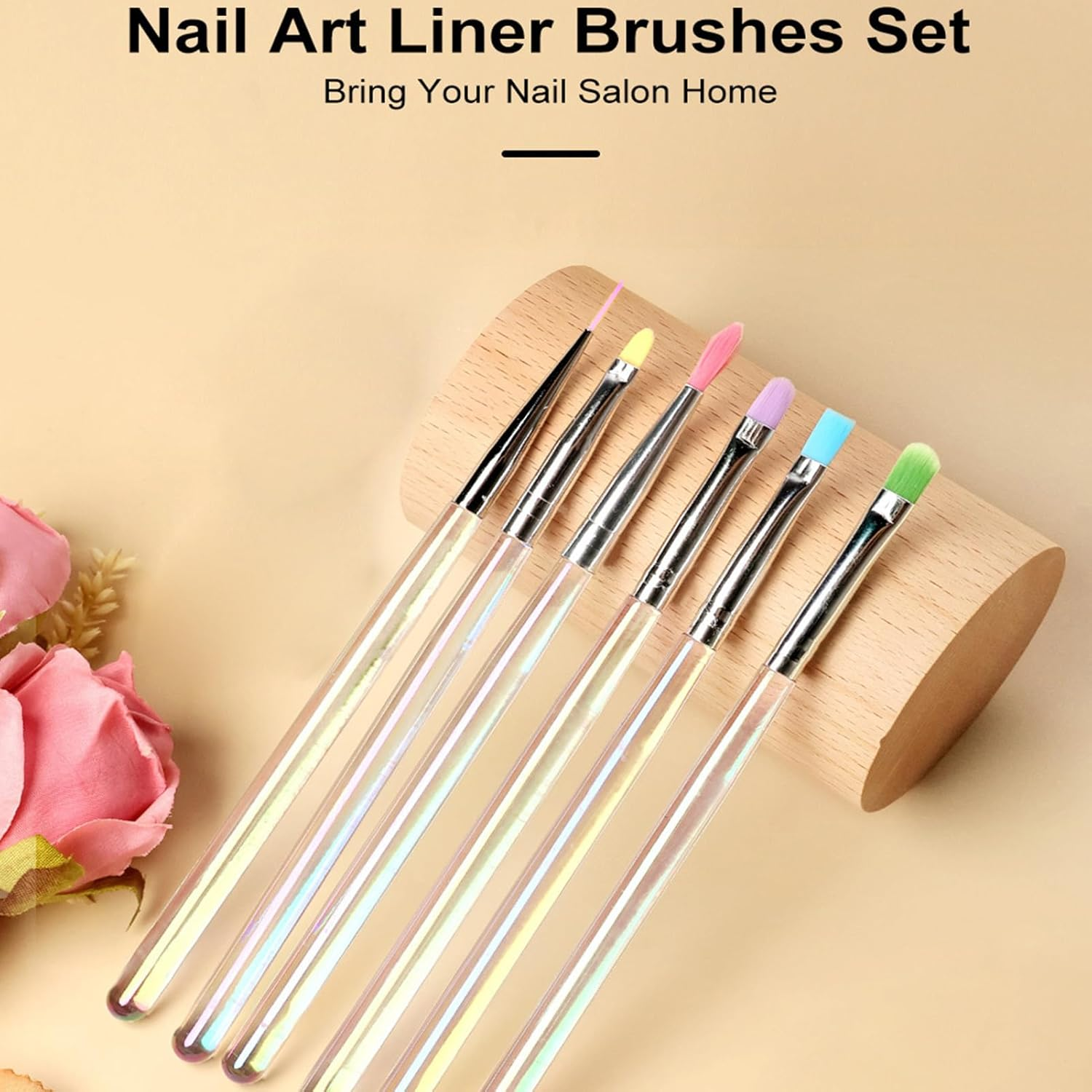 Nail Brush Set, Double Ended Dotting Tools, Nails Art Painting Kit, 6 Piece Set, Double Ended Design with Art Fine Liner Brush for Salon at Home Beginners image number 3