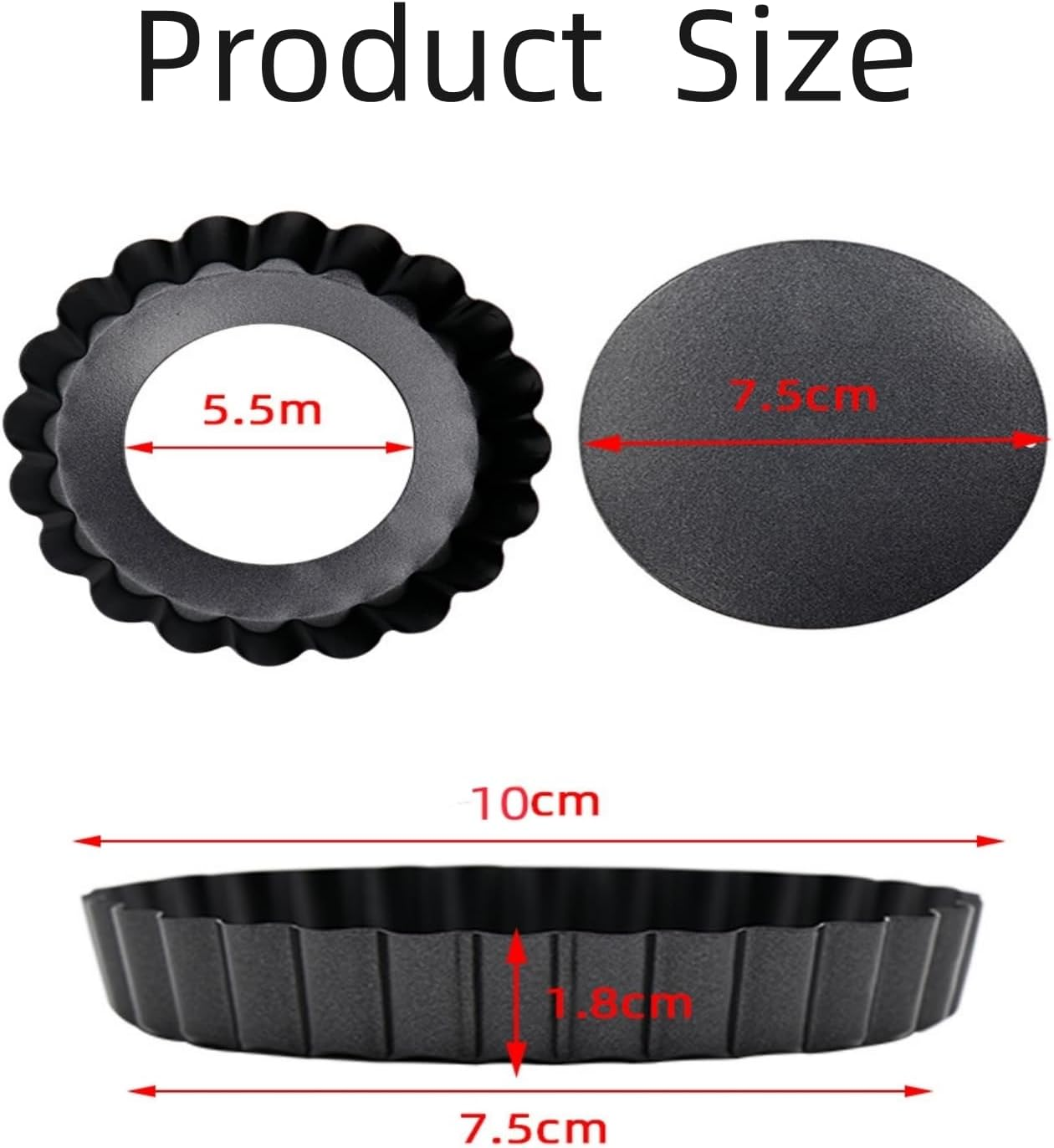 MEZOKUCEL 6 Pcs Mini Tart Pans with Removable Bottom round Nonstick Quiche Pan, Heavy Duty Fluted Side Pie Tart Molds for Tartlets, Mousse Cakes, Pizza, Dessert Baking Quiche Pan Bakeware (10CM) image number 1