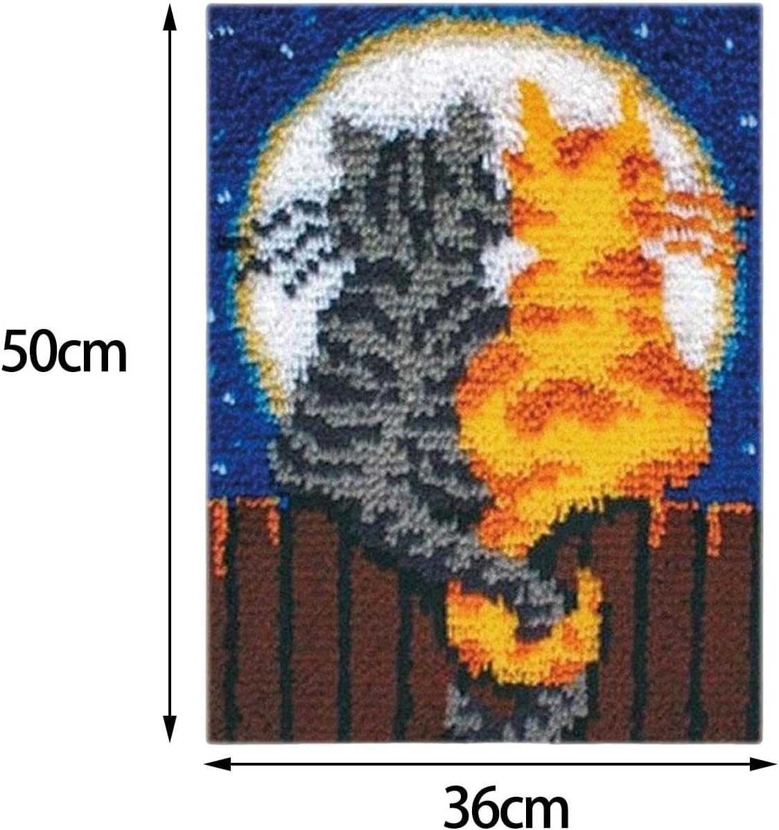 Oshhni Latch Hook Craft Kit Crochet Carpet Latch Hook Kits for Adults for Adults Beginners , Hug Cats - Hug Cats image number 5