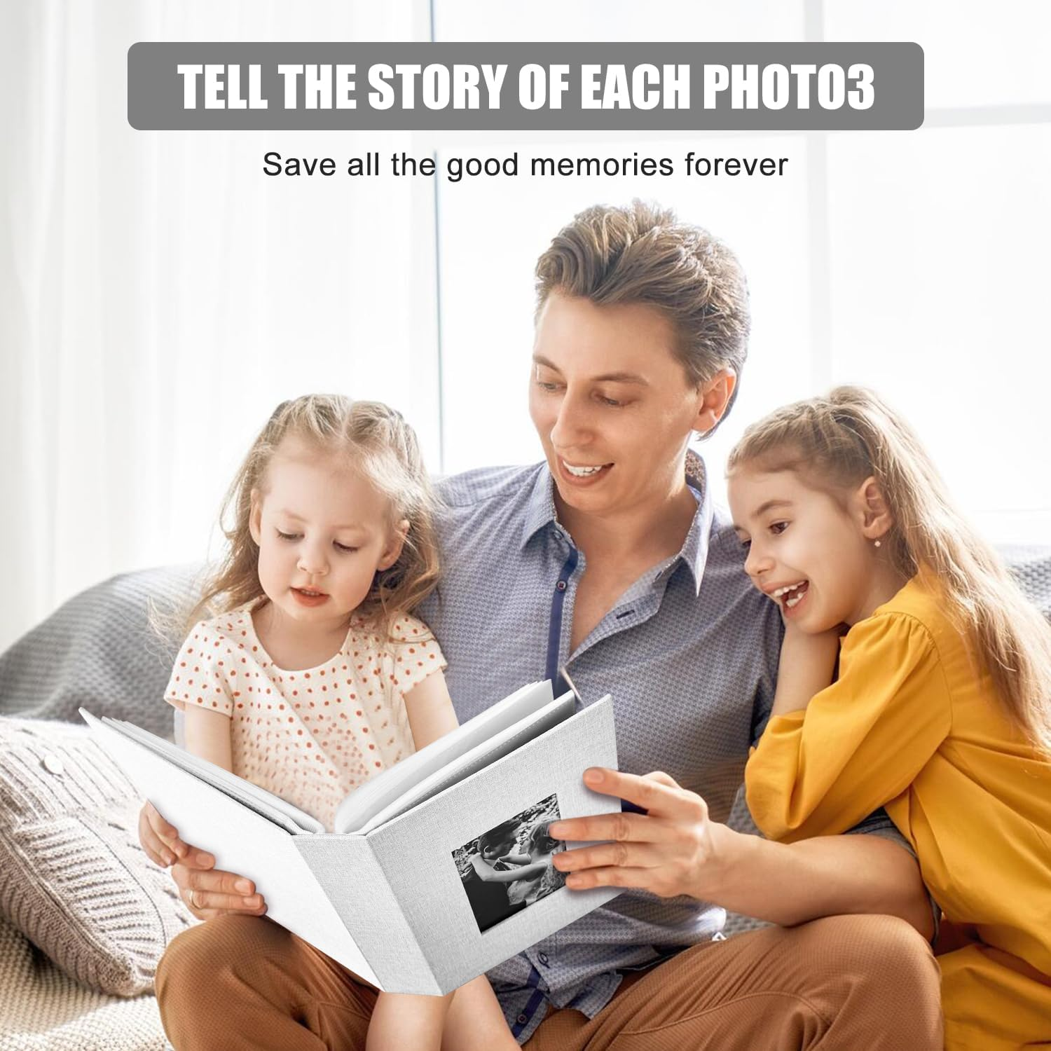 200-Pocket Photo Album 4X6 - Slip-In Picture Album with Linen Cover & Display Window, Vertical Photo Book for Wedding, Family, Baby, Anniversary & Vacation Memories (Holds 200 Photos) image number 3