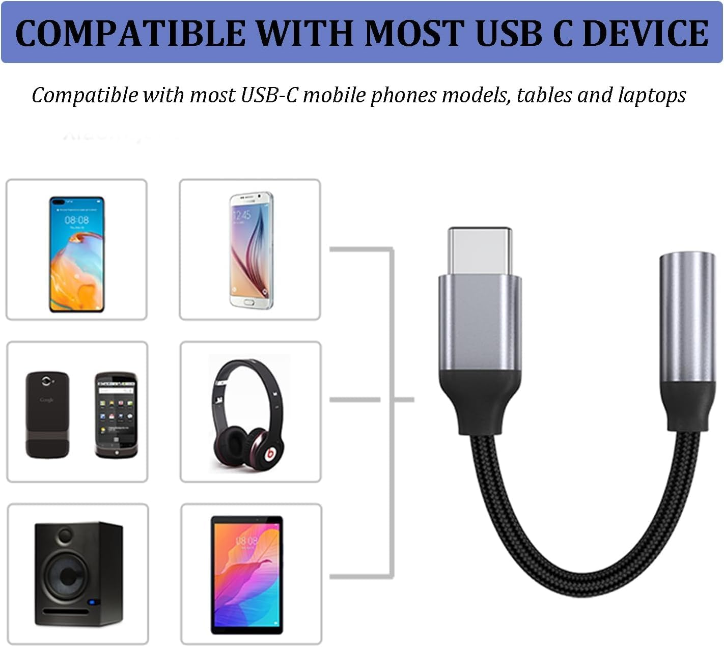 Kwevos USB Type C to 3.5Mm Female Headphone Jack Adapter, USB C to Aux Audio Dongle Cable Cord Compatible with Samsung Galaxy S23 S22 S21 S20 Ultra (1)