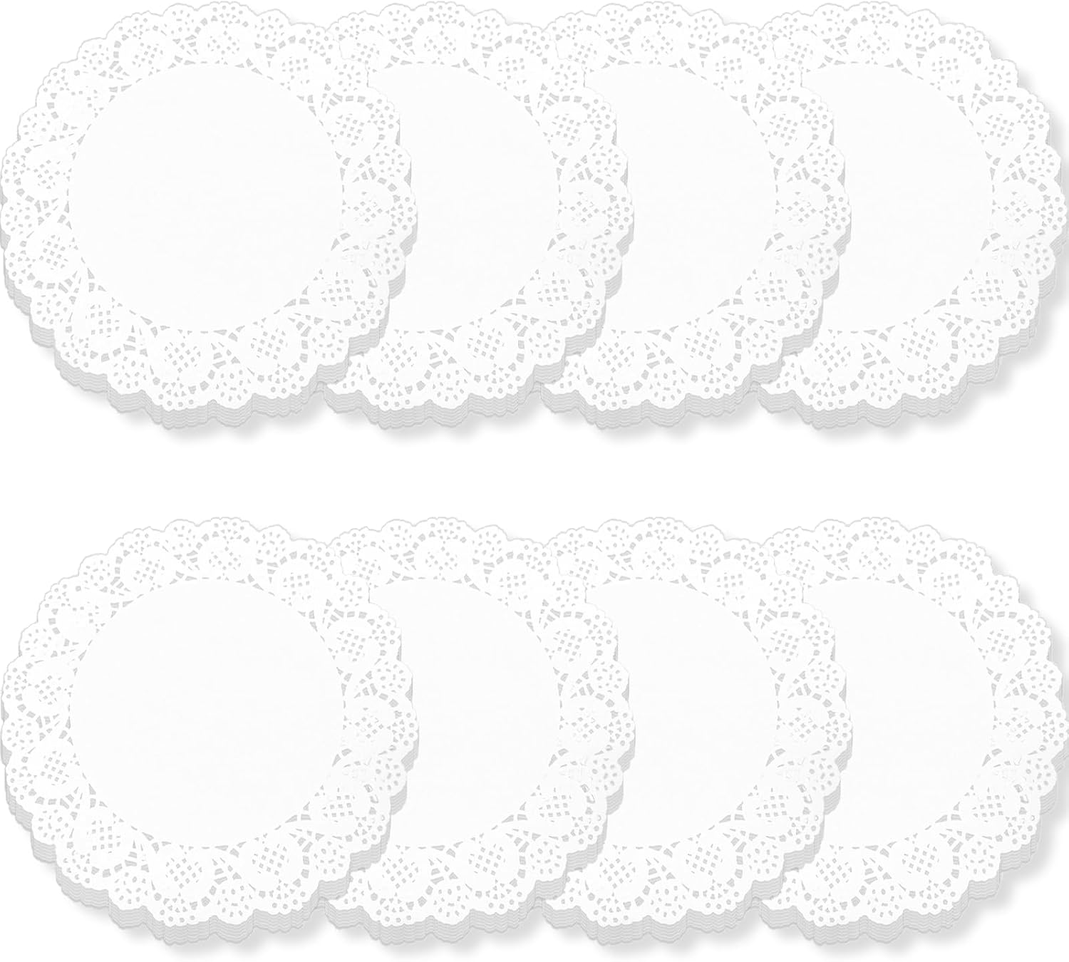 TEAONE White Decorative Placemat, 100 PCS round Lace Paper Placemat for Food, Desert, Tableware Decoration (26.7Cm/10.5In)
