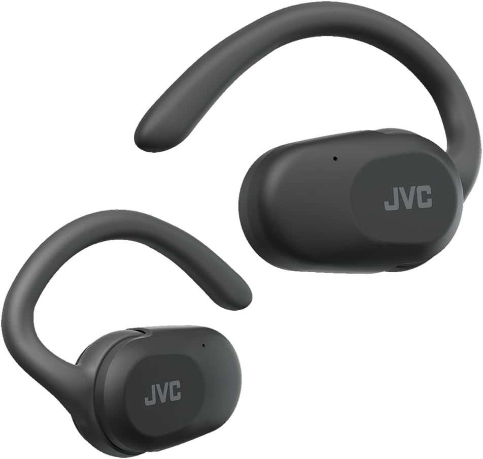 JVC Nearphones HA-NP40T-G True Wireless Earphones, Open Ear Design, Adjustable Ear Hook, 16 Mm Driver, 26 Hours Runtime, IPX4, BT 5.4, App - (Green)