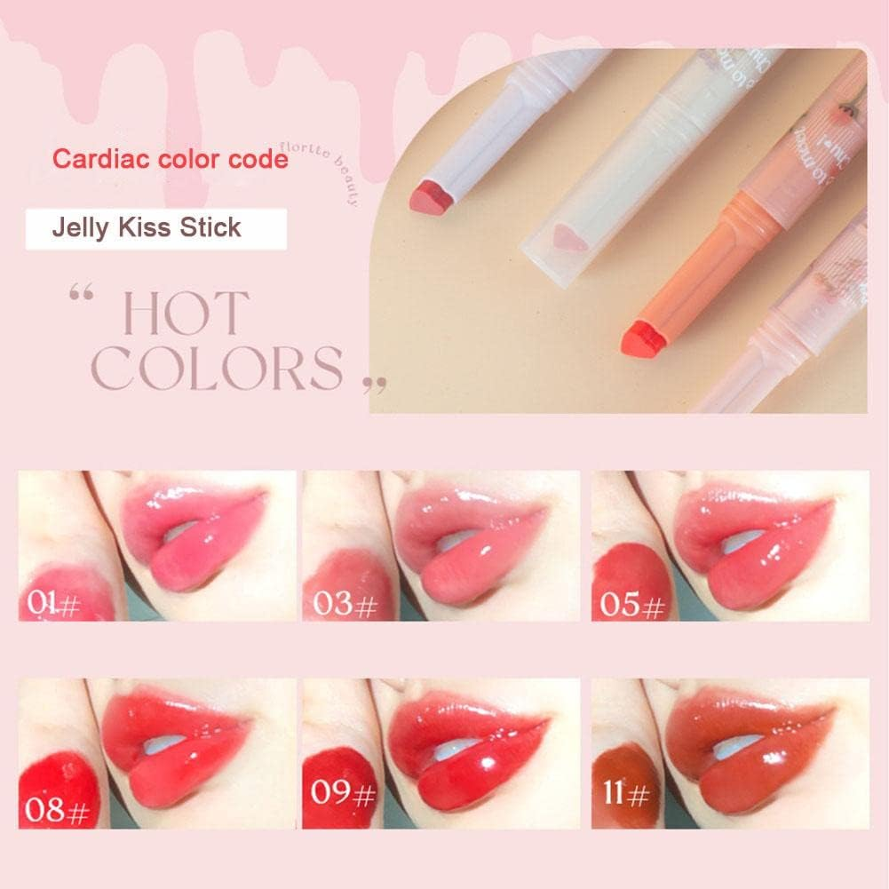Flortte Jelly Lipsticks First Kiss Love Nice to Meet Chu Heart Shape. Moisturizing Lip Glaze for a Luscious Pout image number 5