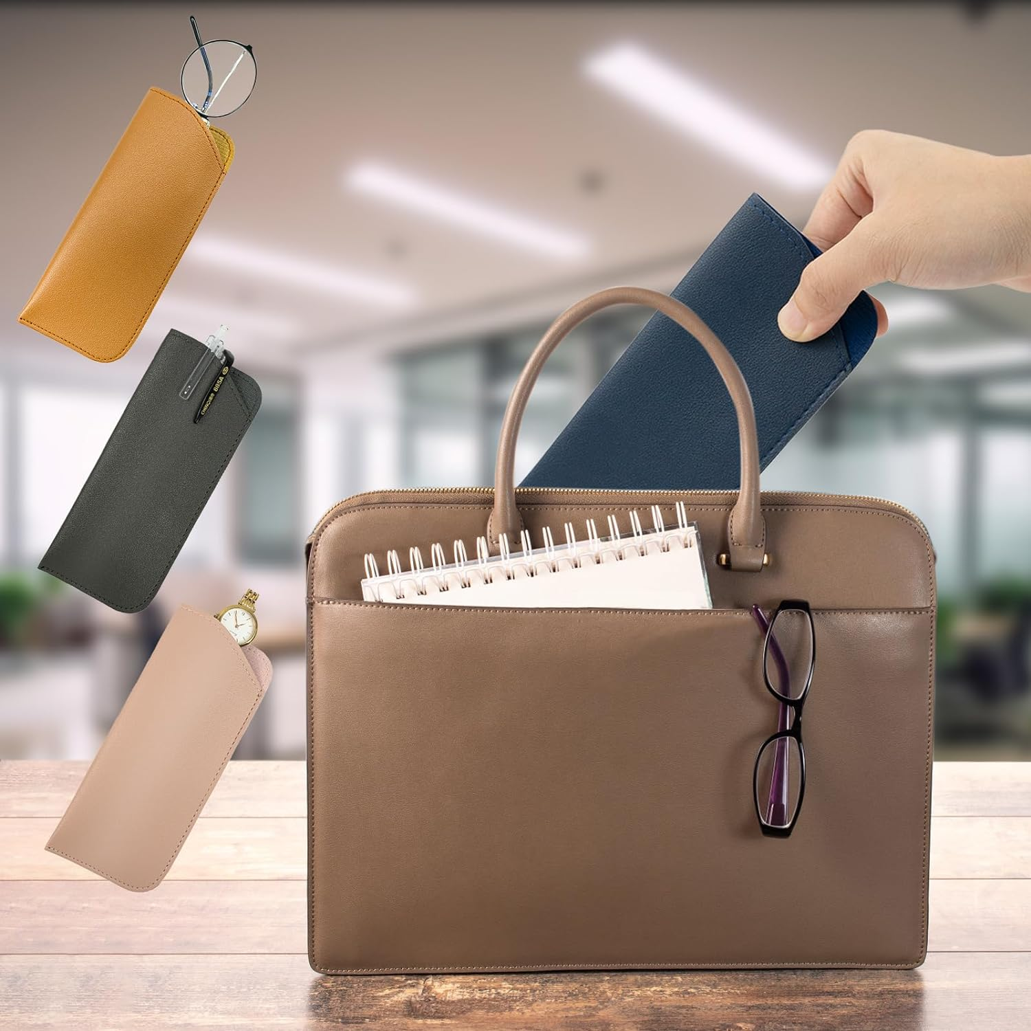 12 Pcs Soft Glasses Case Artificial Leather Multicolor Glasses Pouch Slim Eyeglass Case Eye Sunglass Case Soft for Women Men image number 5