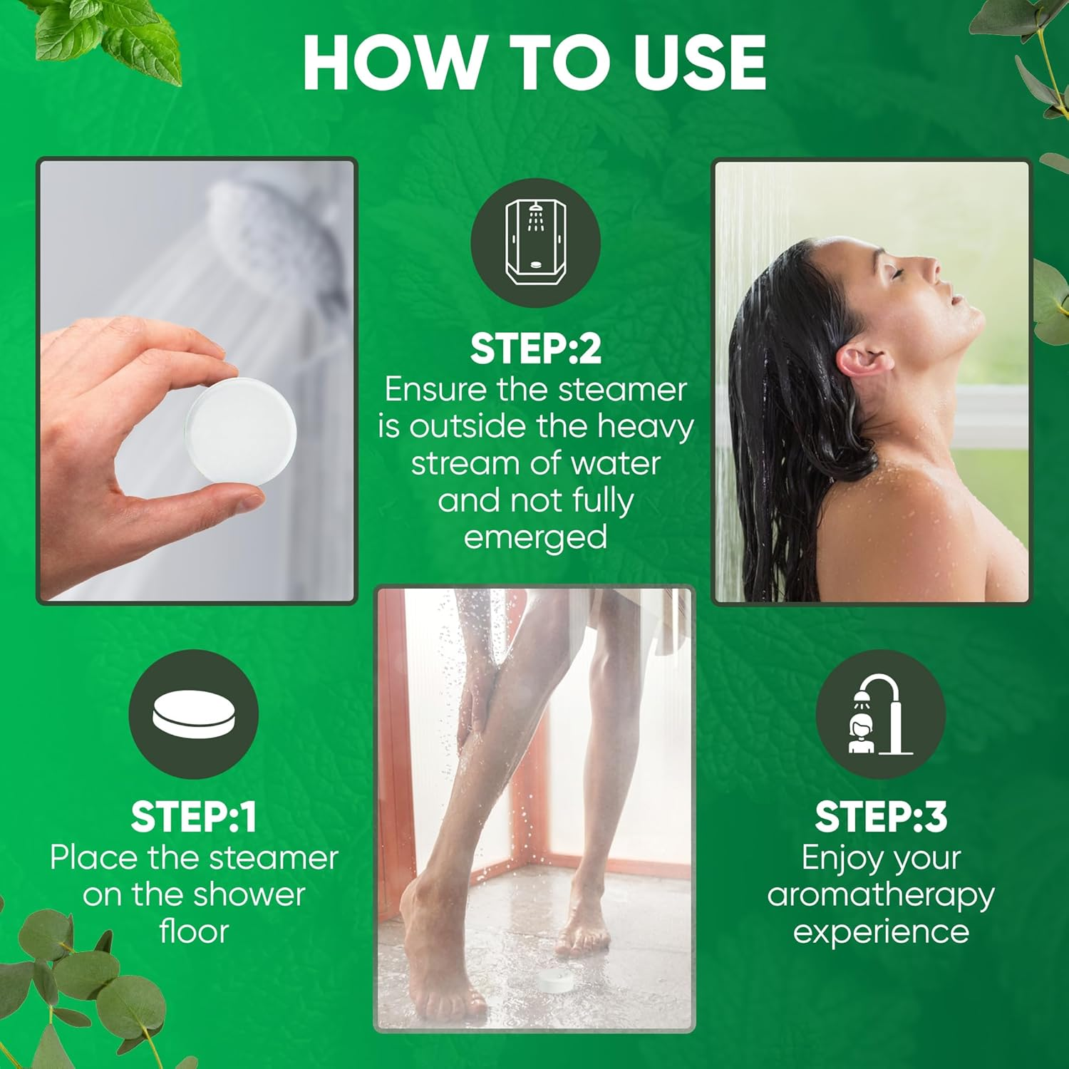 Afina Shower Steamers | Relief | Eucalyptus Mint | Natural Aromatherapy for Stress Relief and Relaxation | Spa Gifts for Women & Men (6 Count) image number 4