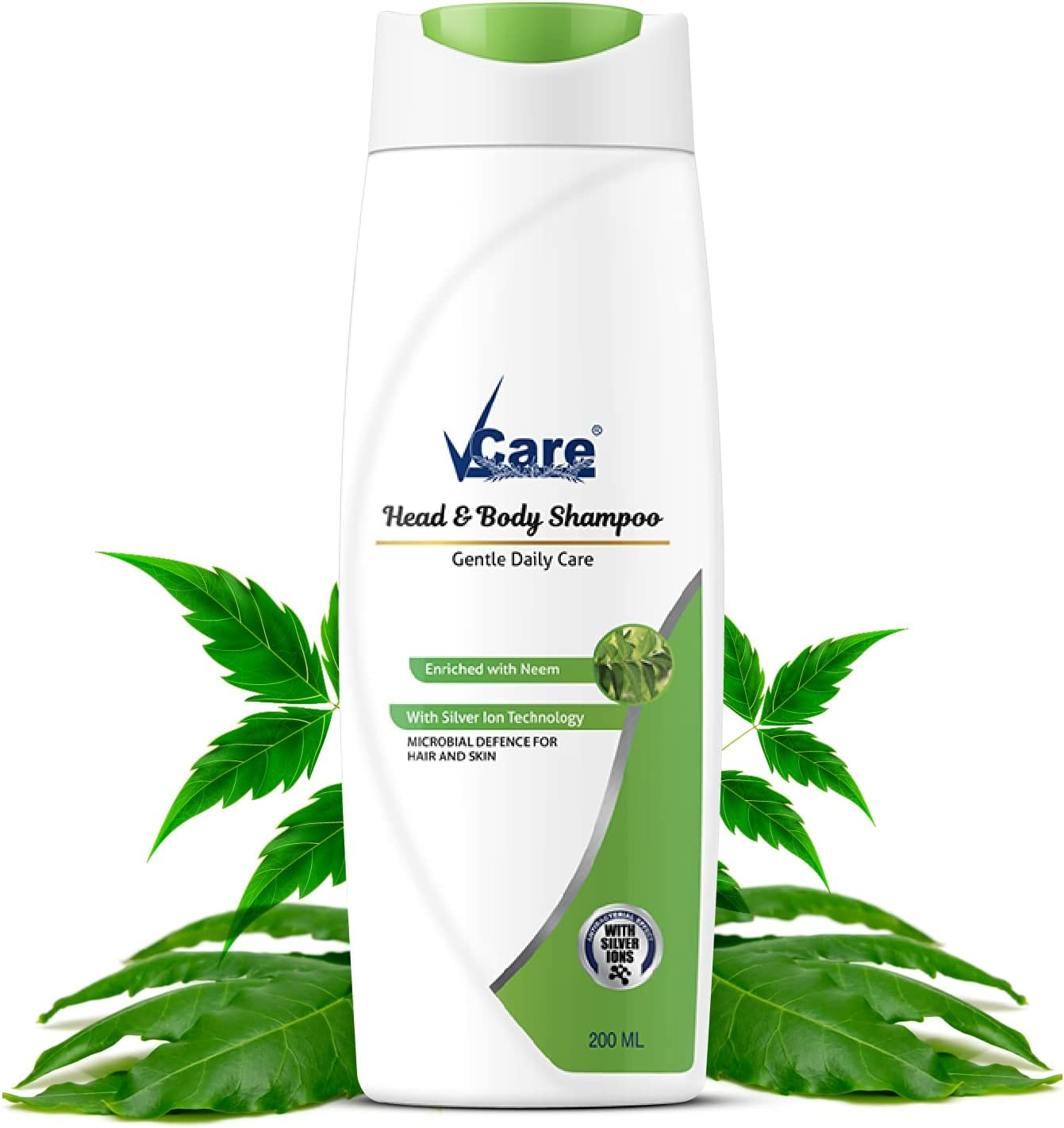 Vcare Head & Body Shampoo, 200 Ml, (Pack of 2), Enriched with Neem and Silver Iron Technology image number 2