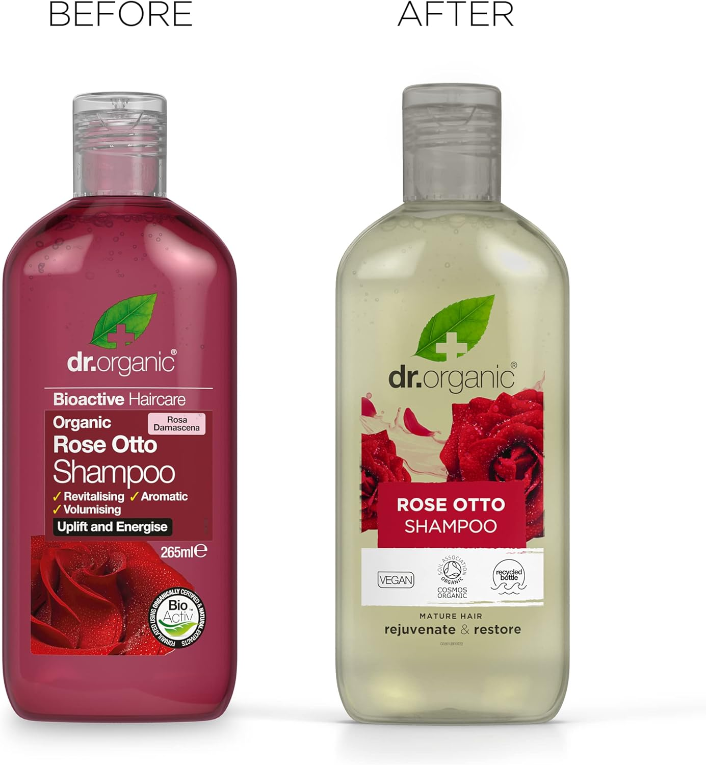 Dr Organic Rose Otto Shampoo, Restoring, Mens, Womens, Natural, Vegan, Cruelty-Free, Paraben & Sls-Free, Organic, 265Ml, Packaging May Vary