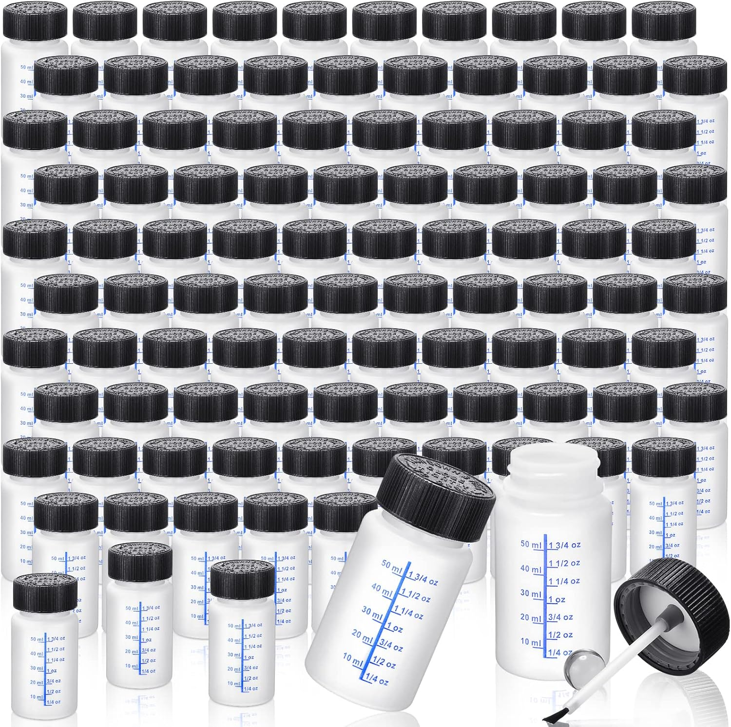 Mumufy 60 Pcs Paint Touch up Paint Bottles with Brush and Lid Empty Touch up Paint Bottle with Paint Mixing Balls 2 Oz Fluid Capacity Leftover Paint Container for Car Scratches Repair(Black, Blue) image number 1