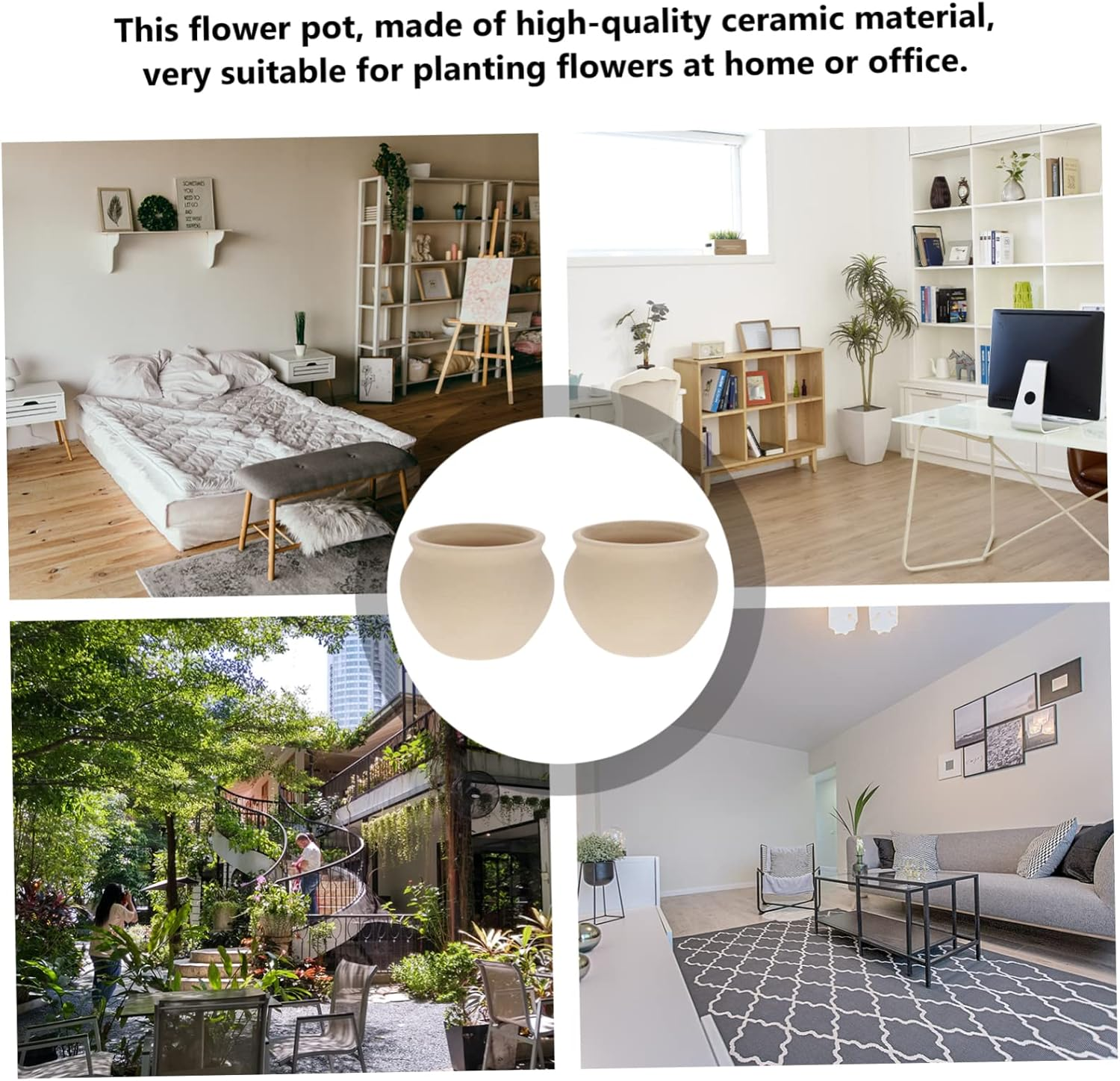 INOOMP 2Pcs Ceramic Flower Planting Pots Household Garden Supplies for Desktop Indoor Garden Decoration image number 2