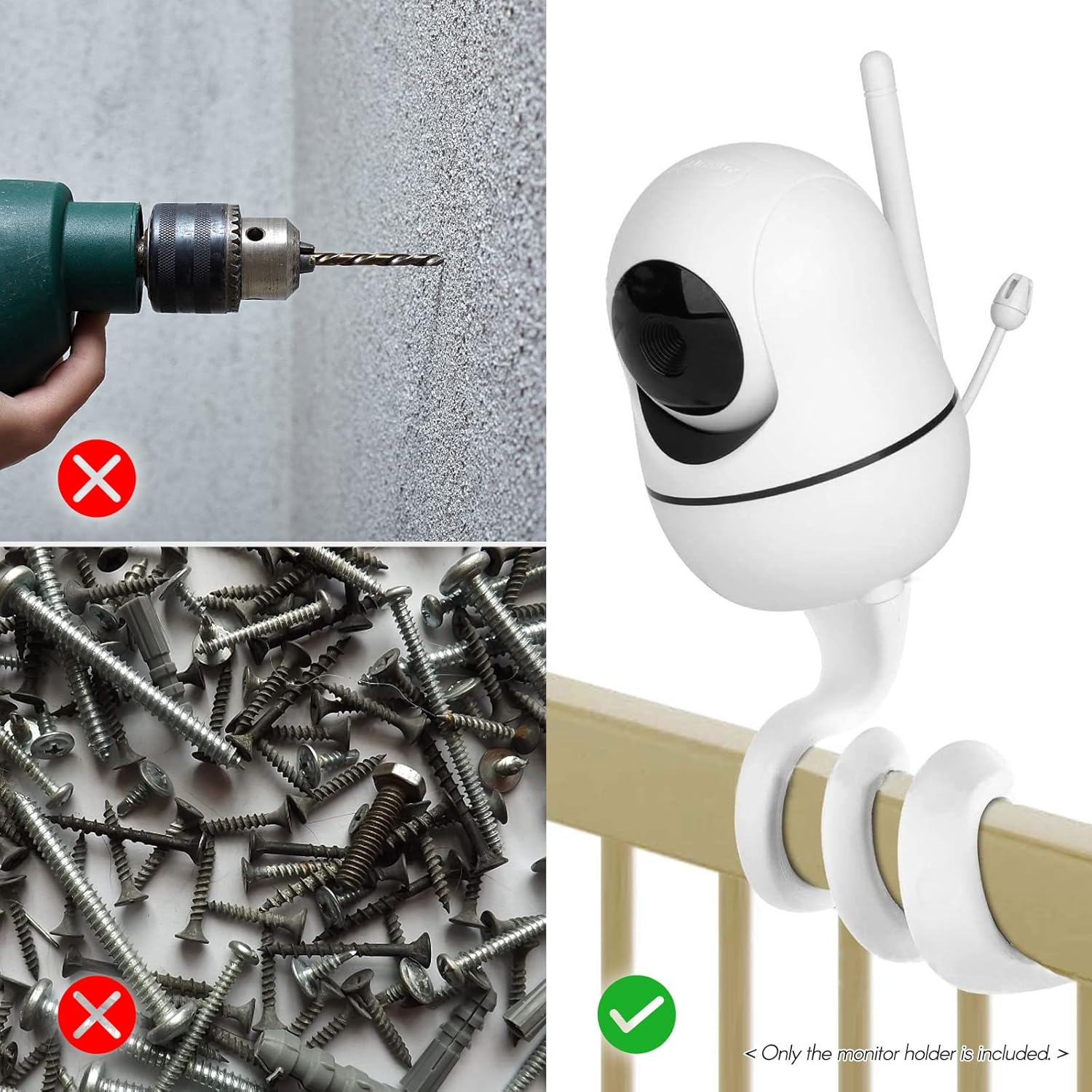 Universal Baby Monitor Holder Versatile Twist Mount with 1/4 Inch Screw for Crib Most Monitors ALKOY image number 5