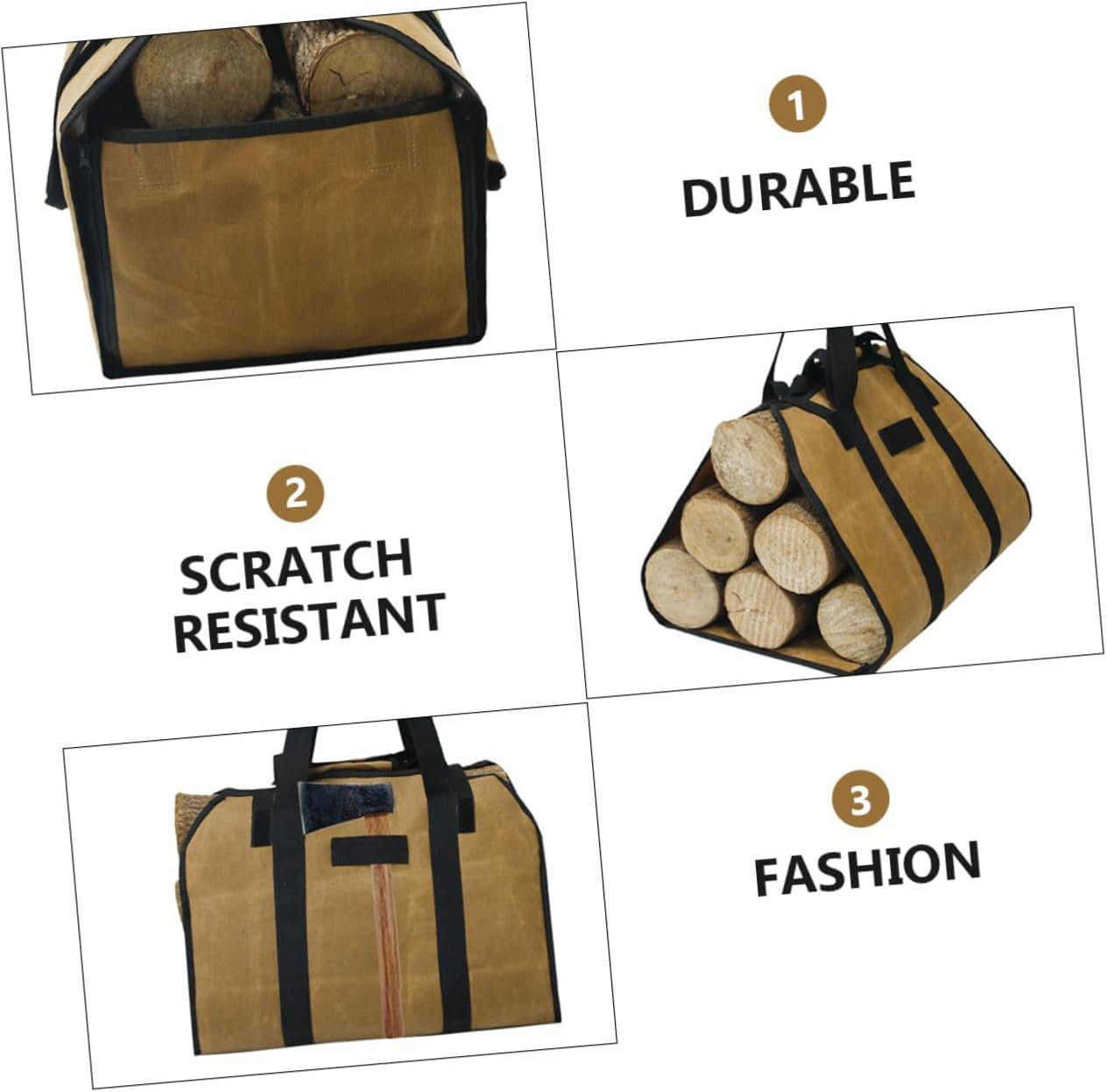 LABRIMP Water-Resistant Canvas Firewood Tote Bag with Metal Buckle Capacity Log Carrier Handbag for Outdoor and Indoor Firewood Storage and Easy Transport image number 5