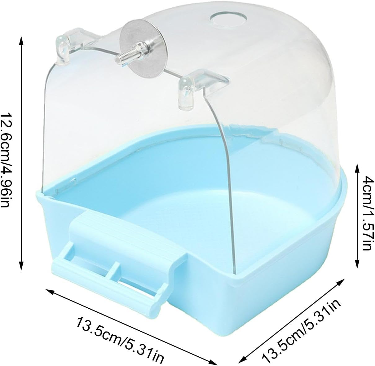 Bird Bath Tub, Bird Bath for Cage, Hanging Bathtub Bird Cage Supplies with Hooks, Water Shower Transparent Box Food Feeder Holder Tray, Birdbath Toy for Pet Parrot Budgie Parakeet image number 3