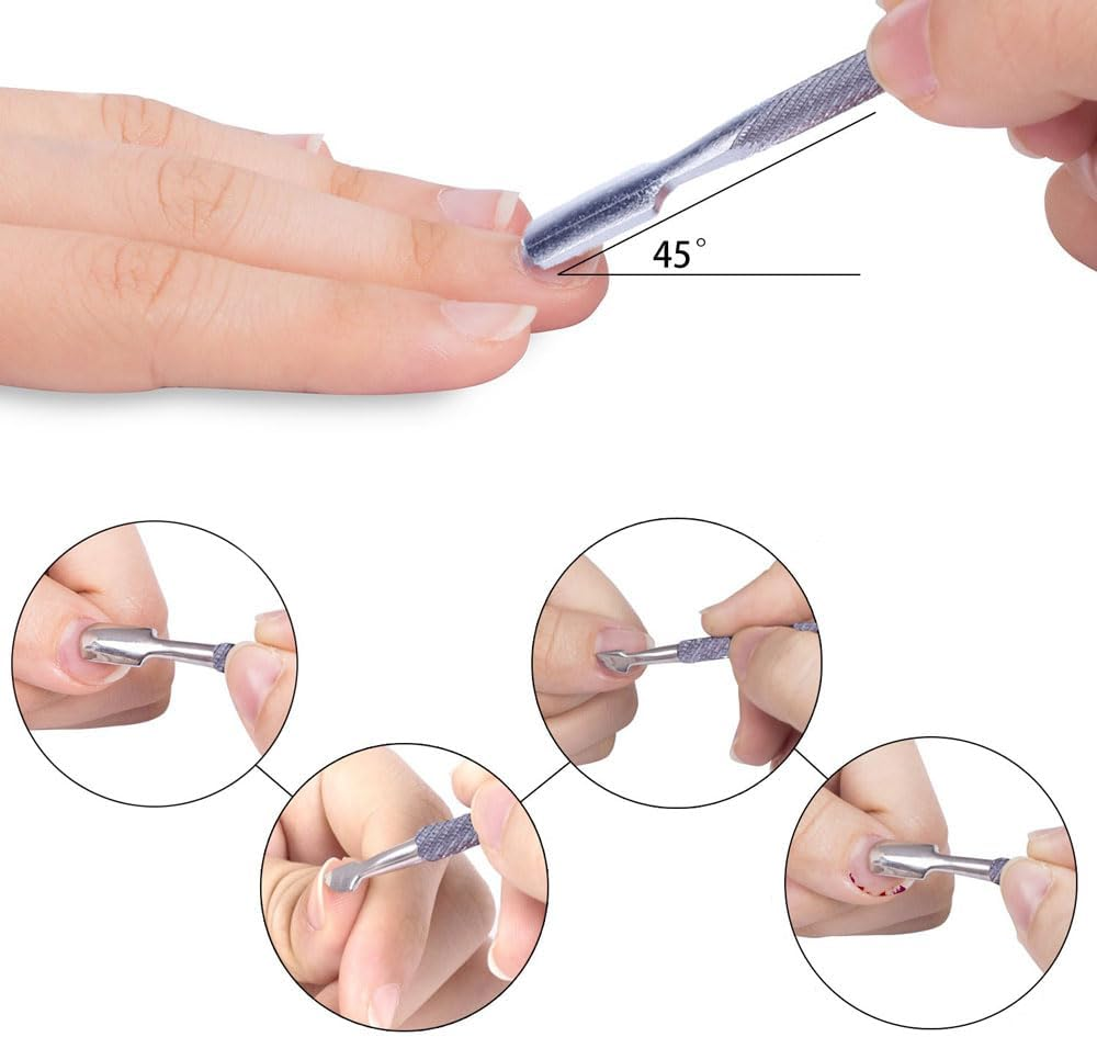 Cuticle Pusher and Cutter Cuticle Trimmer Pusher Remover Manicure Pedicure Tool Cuticle Cutters Clippers Remover for Nails image number 3