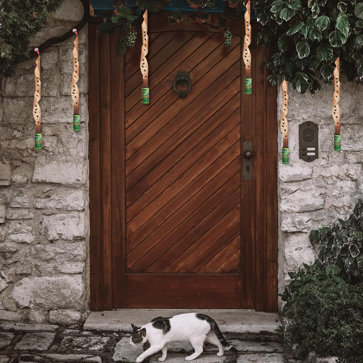 20PCS Fly Paper Strips，Geeric Fly Ribbon Sticky Traps Hanging Insect Traps Fly Catcher Sticky Fly Traps Rolls Tape Fly Bait Indoor Catcher for Fruit Flies, Gnat, Pest, Mosquito Green image number 2