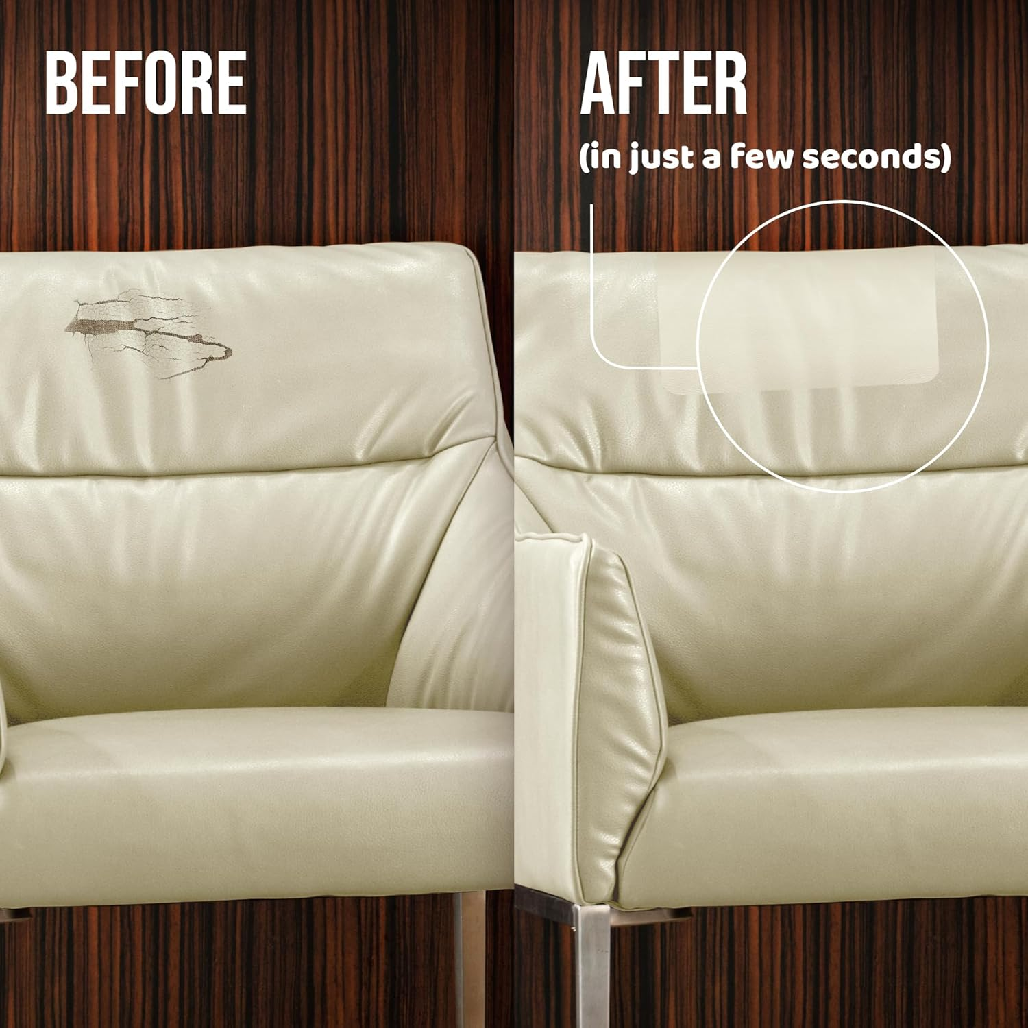 Mastaplasta Original Self-Adhesive Leather Repair Patch - Light Grey 28 X 20 Cm (11" X 8"). Your Instant Upholstery-Quality Leather Repair Kit for Sofas, Car Interiors, Bags, Vinyl & DIY image number 2