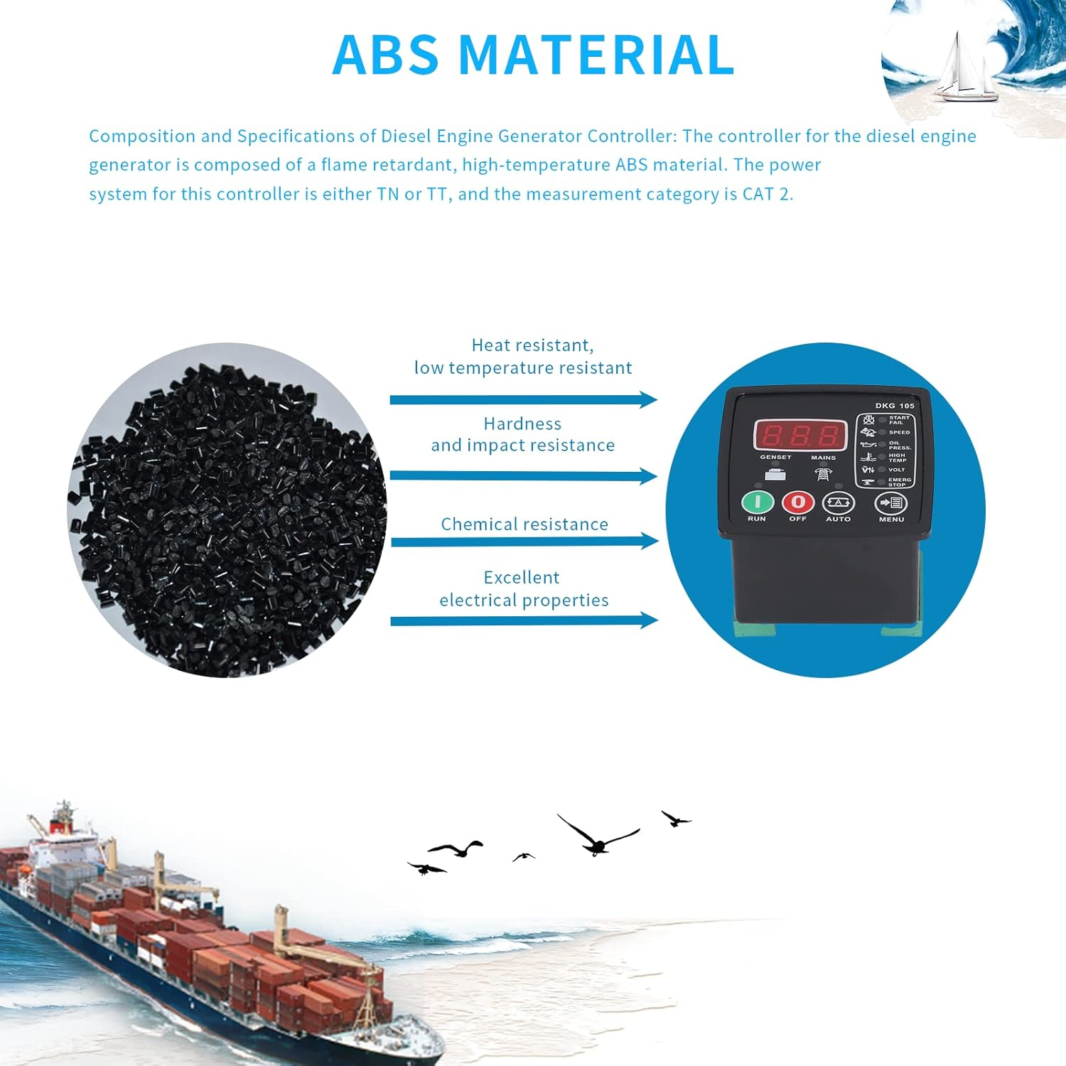 Engine Generator Controller, Remote Start Stop Generator Controller, DC 9-33V Flame Retardant Universal Generator Controller for Ships or Generator Communication image number 4