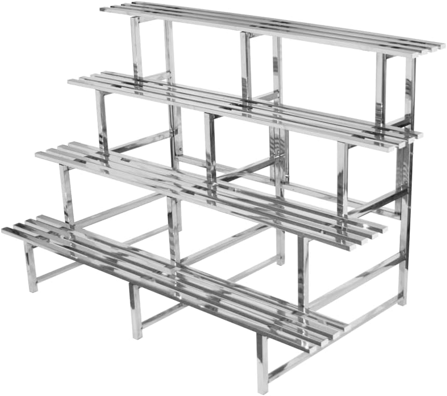 4 Tiers Metal Plant Stand, Garden Stainless Steel Pots Plant Stand Rack Indoor Outdoor Flower Pots Display Shelf Pot Holder Organizer Storage for Garden Patio Yard (Steel 4-TIERS)