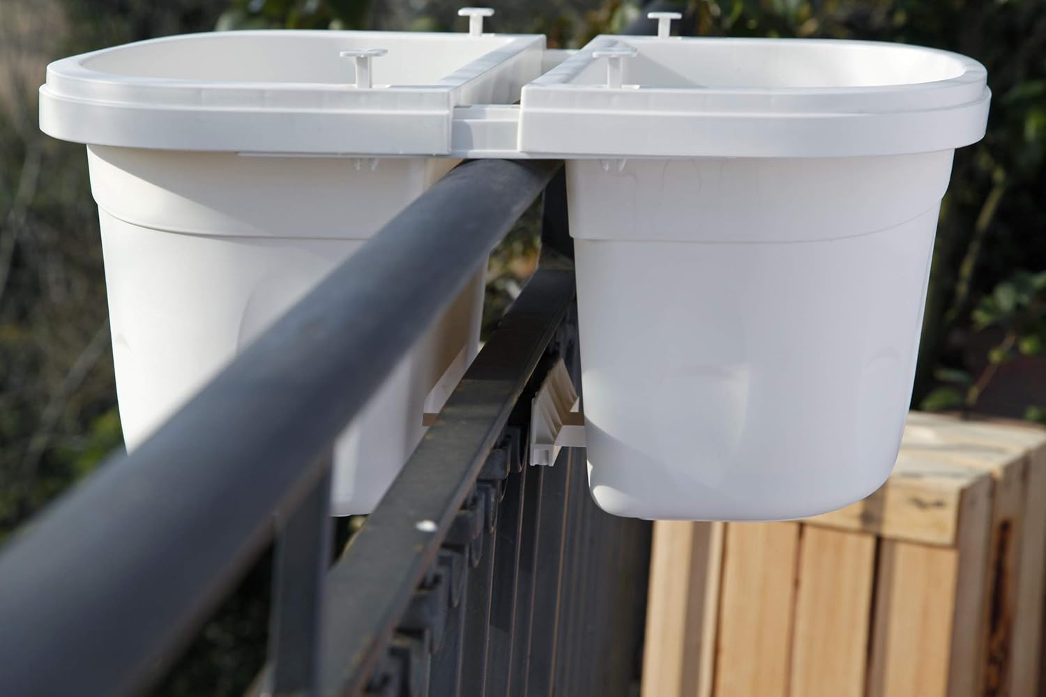 Apollo Exports International AP-30232/2 16" Double Sided Adjustable Railing Planter, Pack of 2, White image number 3