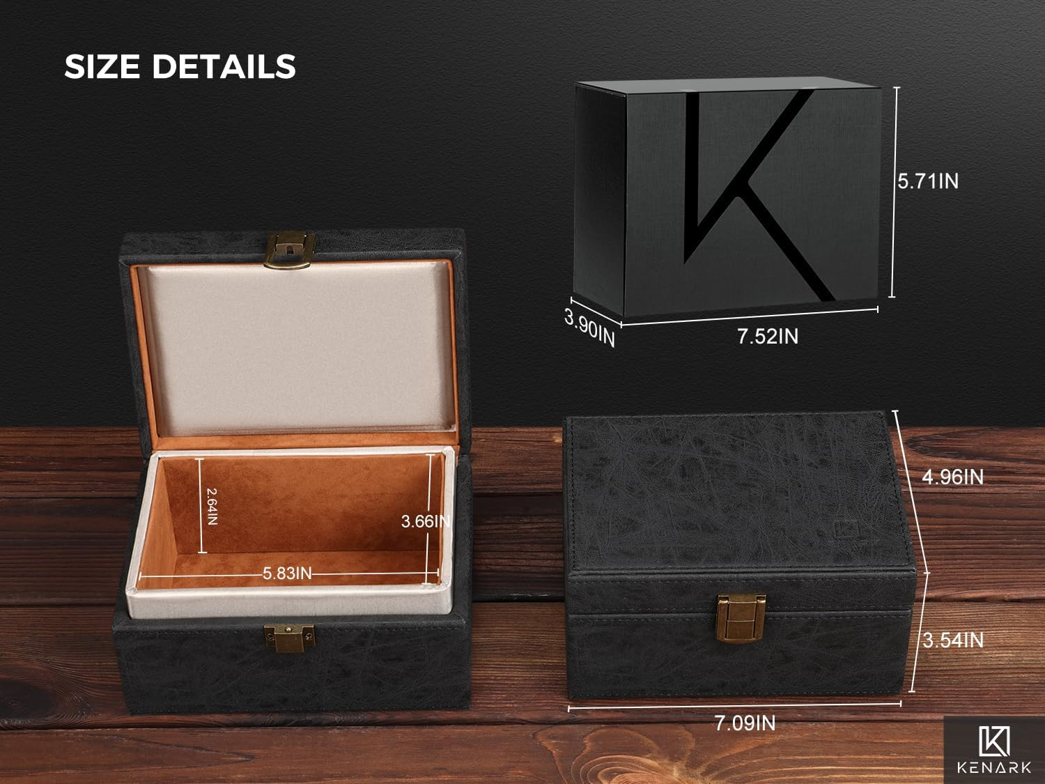 KENARK KK6M-BK Faraday Key Fob Protector Box, RFID Signal Blocking Shielding Box for Car Keys, Anti-Theft Vintage Faraday Cage with High-Grade Protein Leather, Black - Size: M - Black  Blue image number 5