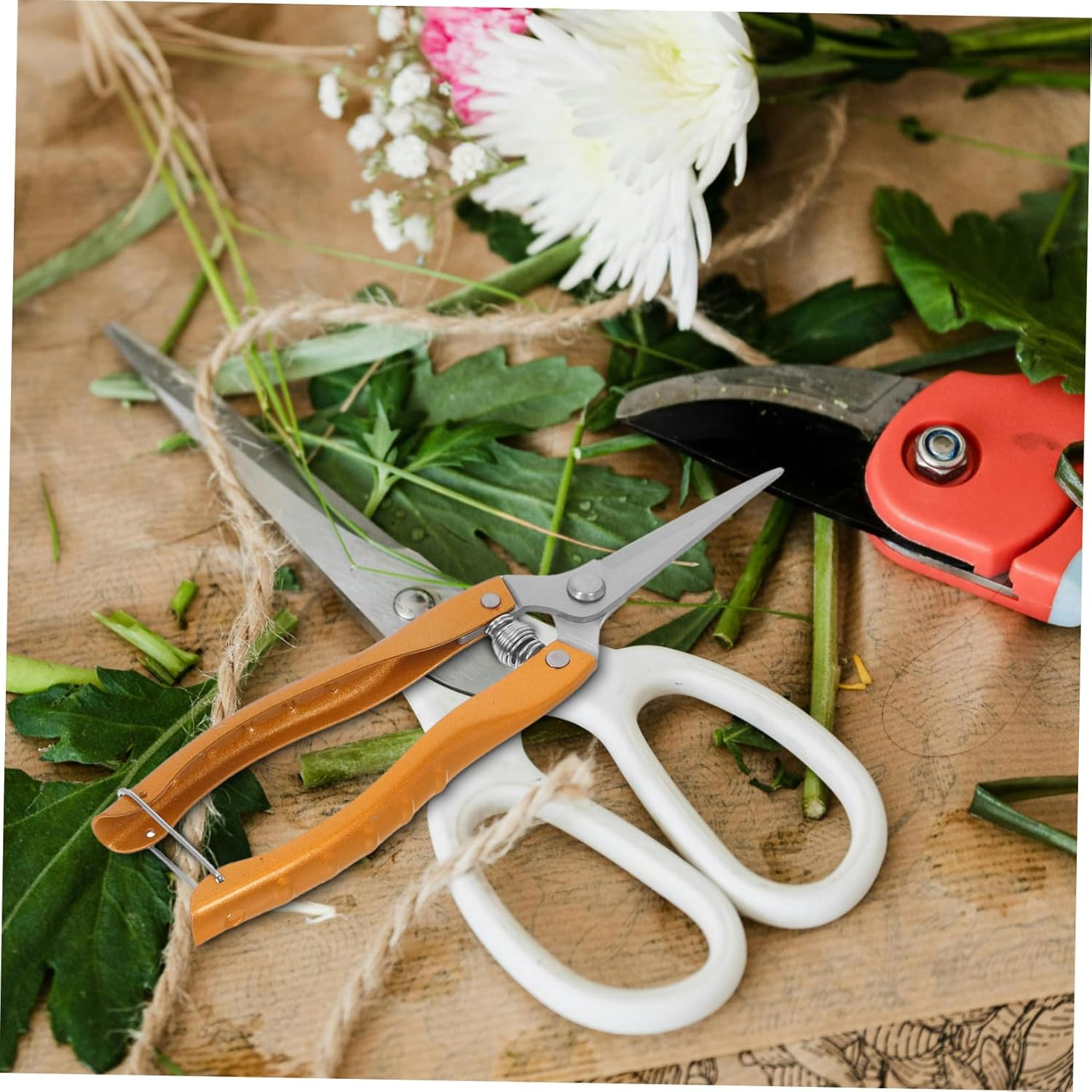 Kisangel 2Pcs Garden Pruning Shears Stainless Steel Plant Cutting Scissors Lightweight Fruit Picking Tool for Home and Outdoor Gardening image number 1